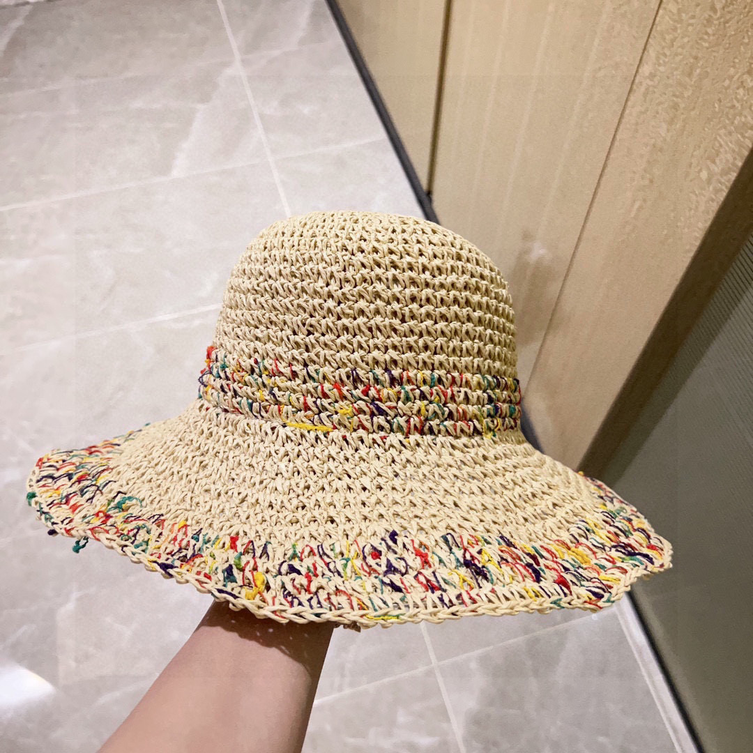 💛配防尘袋. 【CELINE赛琳】2026新款度假风凯旋门渔夫帽草帽，可折叠遮阳又好搭配，出街旅行单品