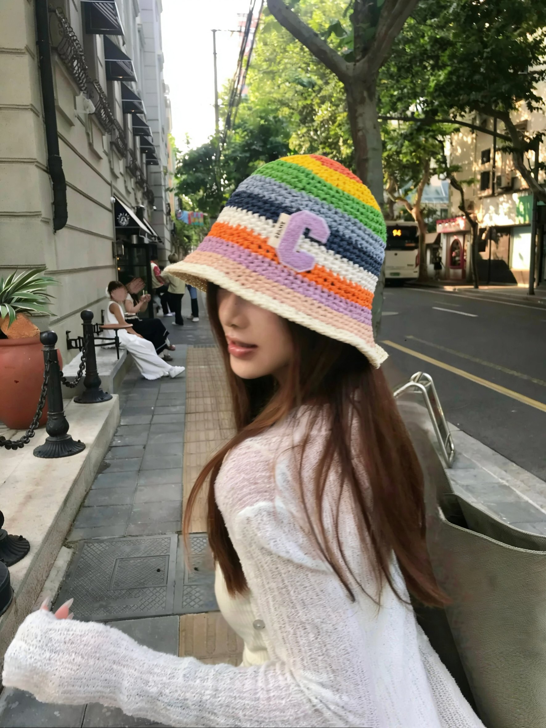 💛配防尘袋【Celine赛琳】2026新款彩虹拼色编织款渔夫帽，🔆百搭日常款～休闲出街#