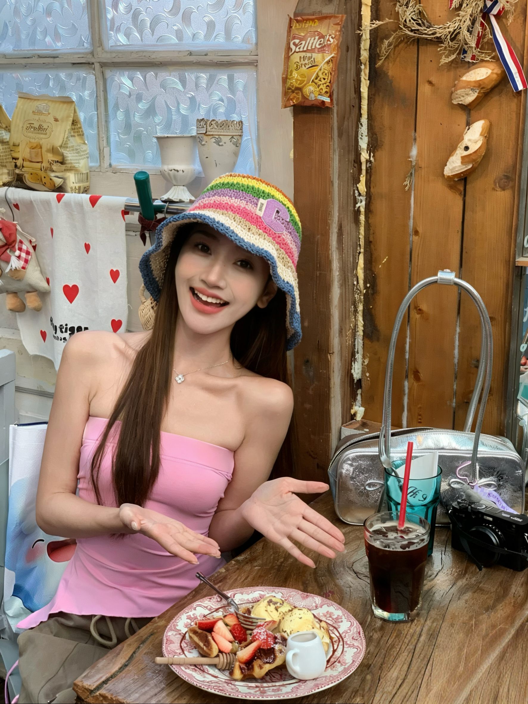 💛配防尘袋【Celine赛琳】2026新款彩虹拼色编织款渔夫帽，🔆百搭日常款～休闲出街#