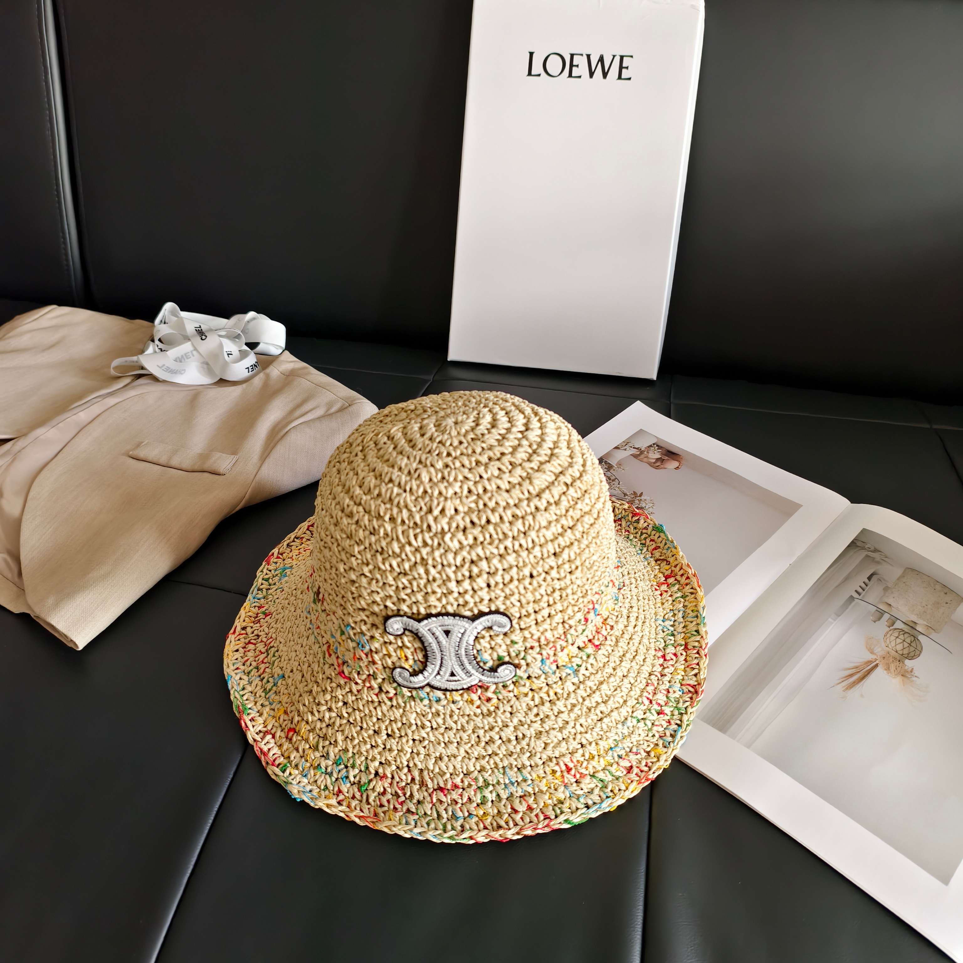 💛配防尘袋【Celine赛琳】2026新款凯旋门编织款渔夫帽，🔆百搭日常款～休闲出街#