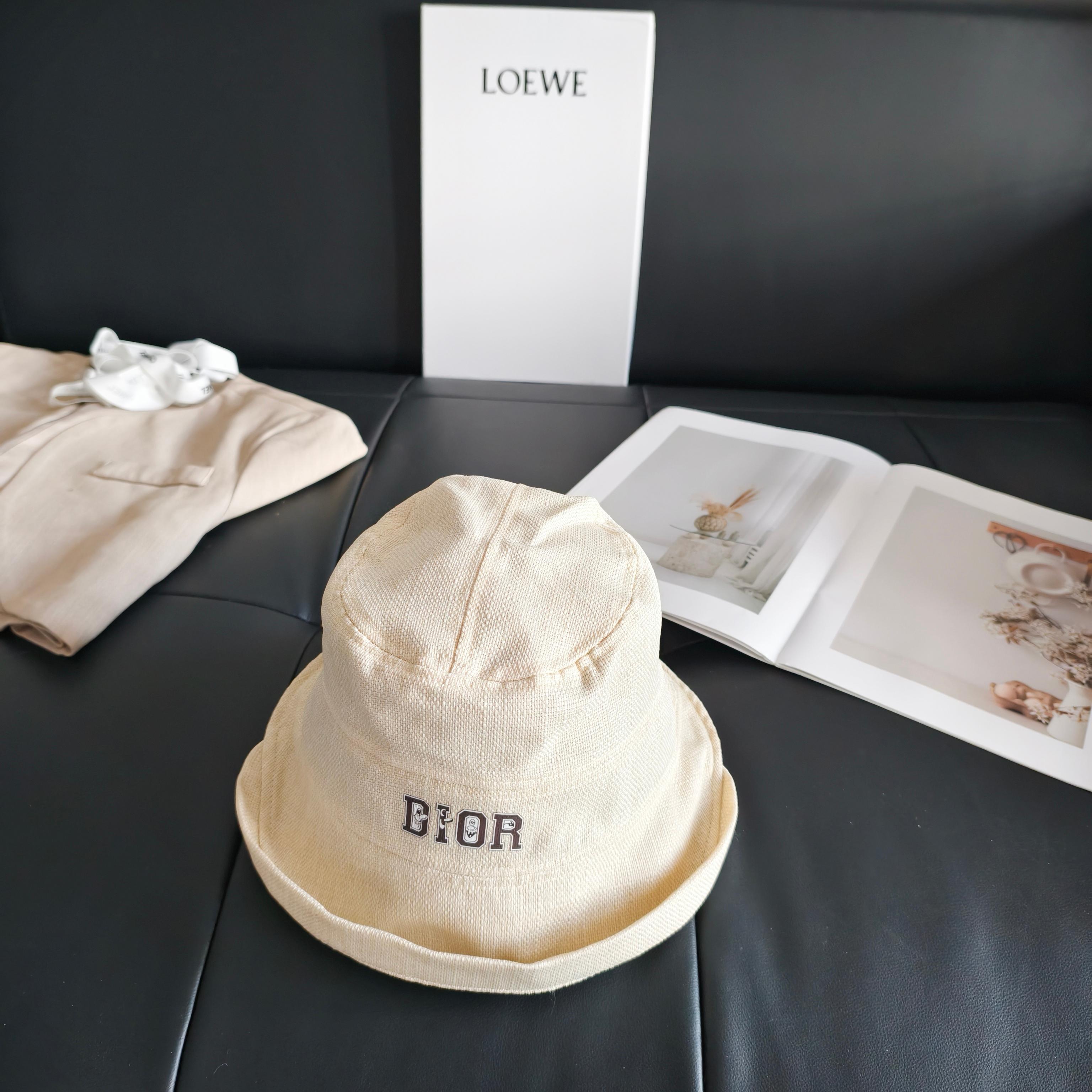 💛配防尘袋【Dior迪奥】2026新款不规则棉麻款渔夫帽，🔆百搭日常款～休闲出街#