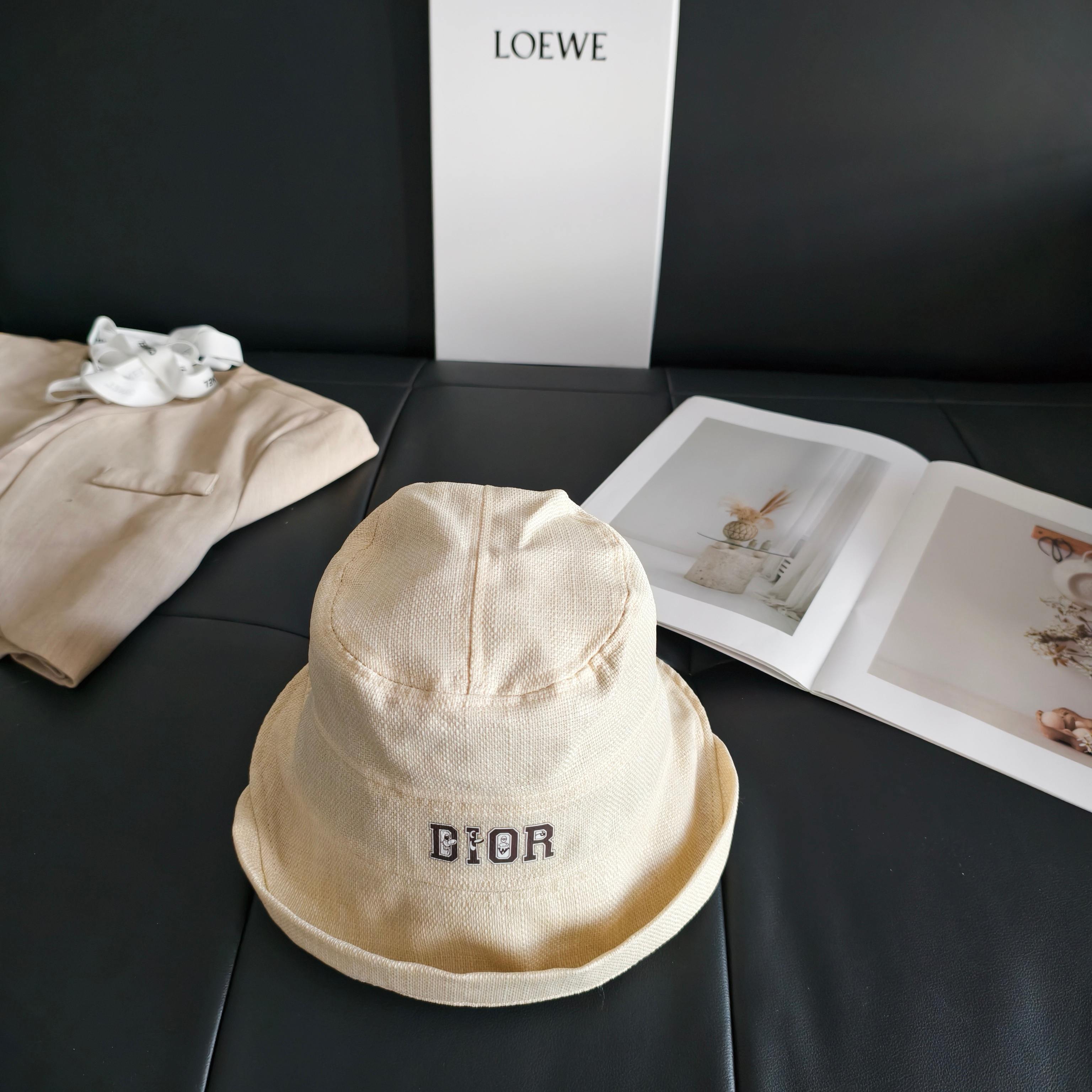 💛配防尘袋【Dior迪奥】2026新款不规则棉麻款渔夫帽，🔆百搭日常款～休闲出街#