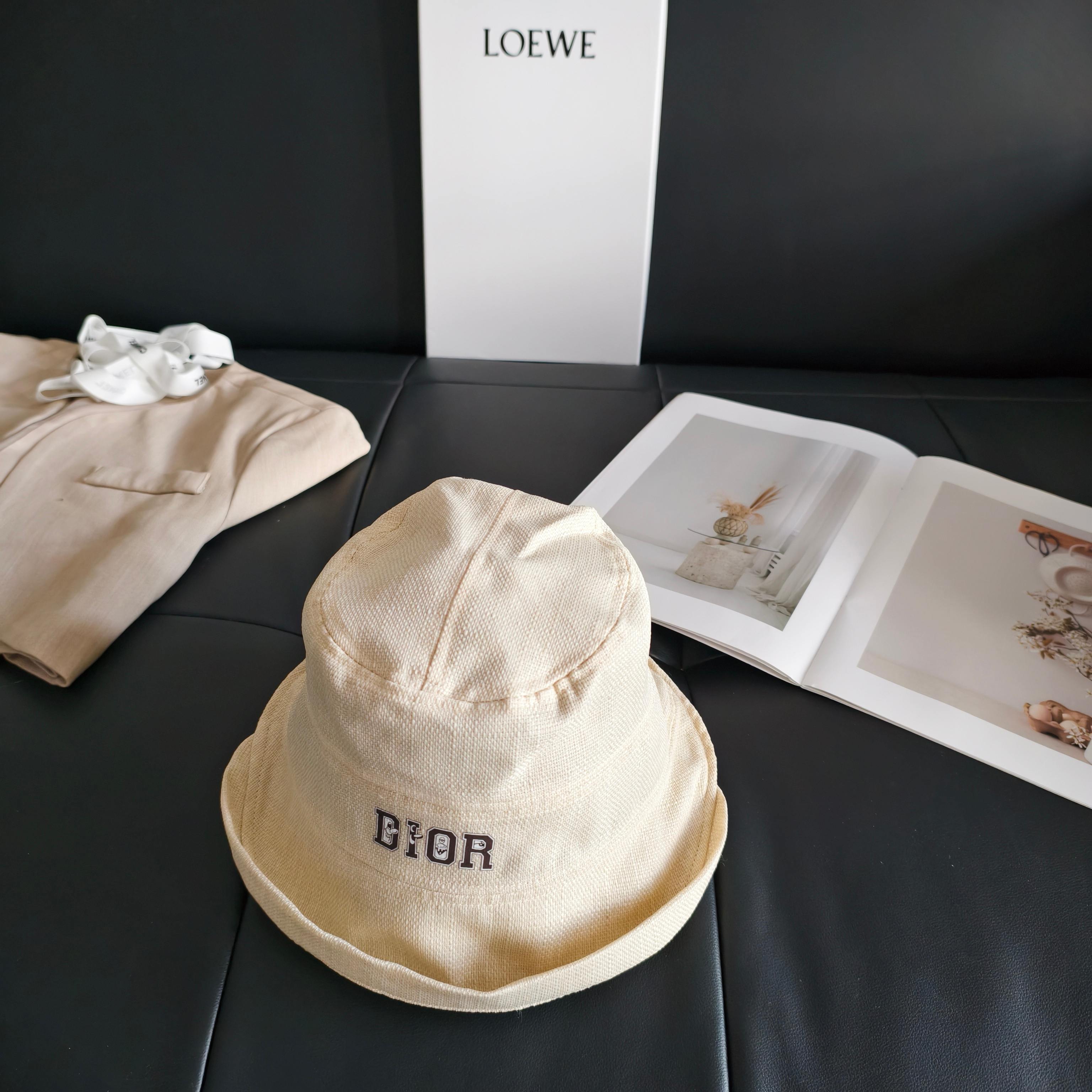 💛配防尘袋【Dior迪奥】2026新款不规则棉麻款渔夫帽，🔆百搭日常款～休闲出街#