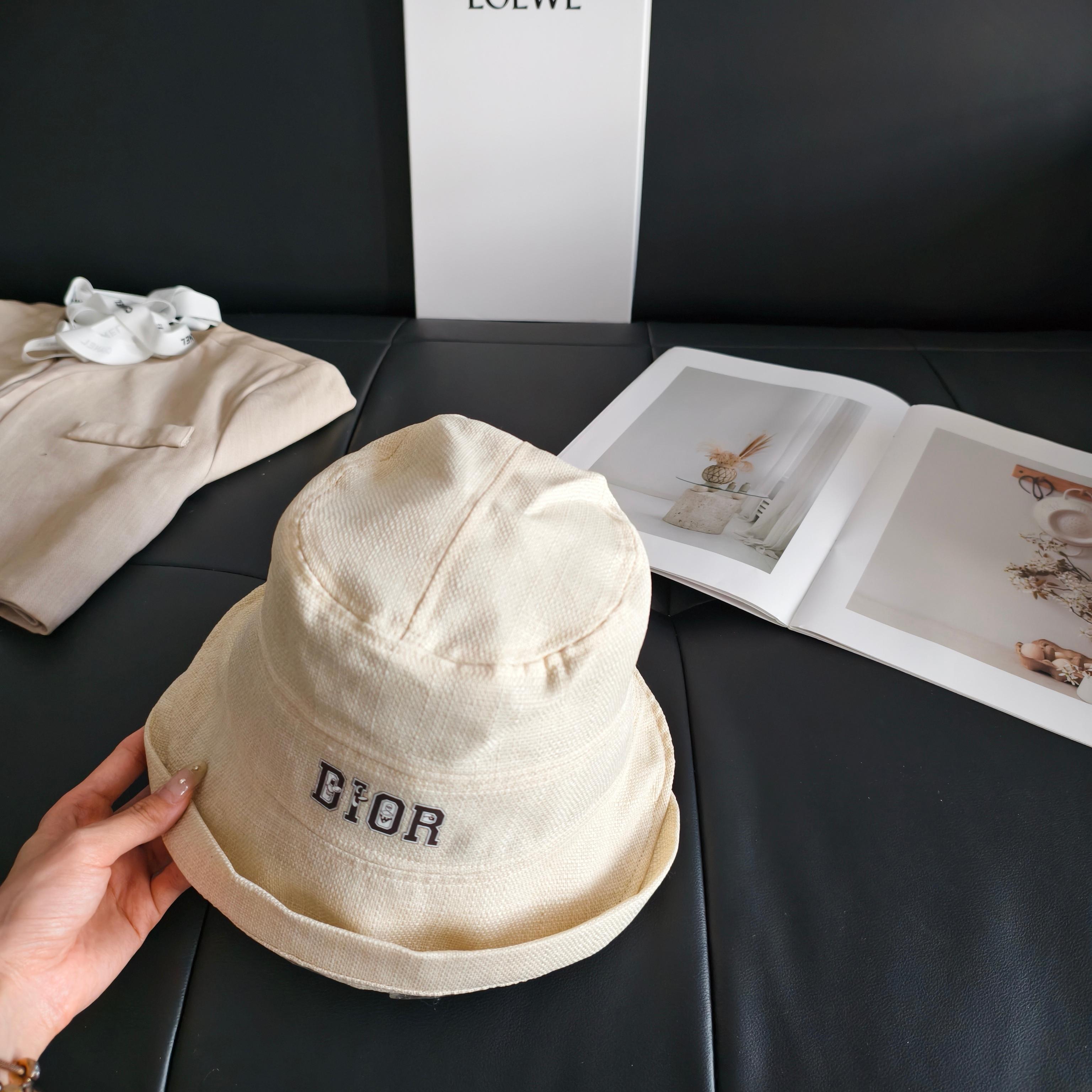 💛配防尘袋【Dior迪奥】2026新款不规则棉麻款渔夫帽，🔆百搭日常款～休闲出街#