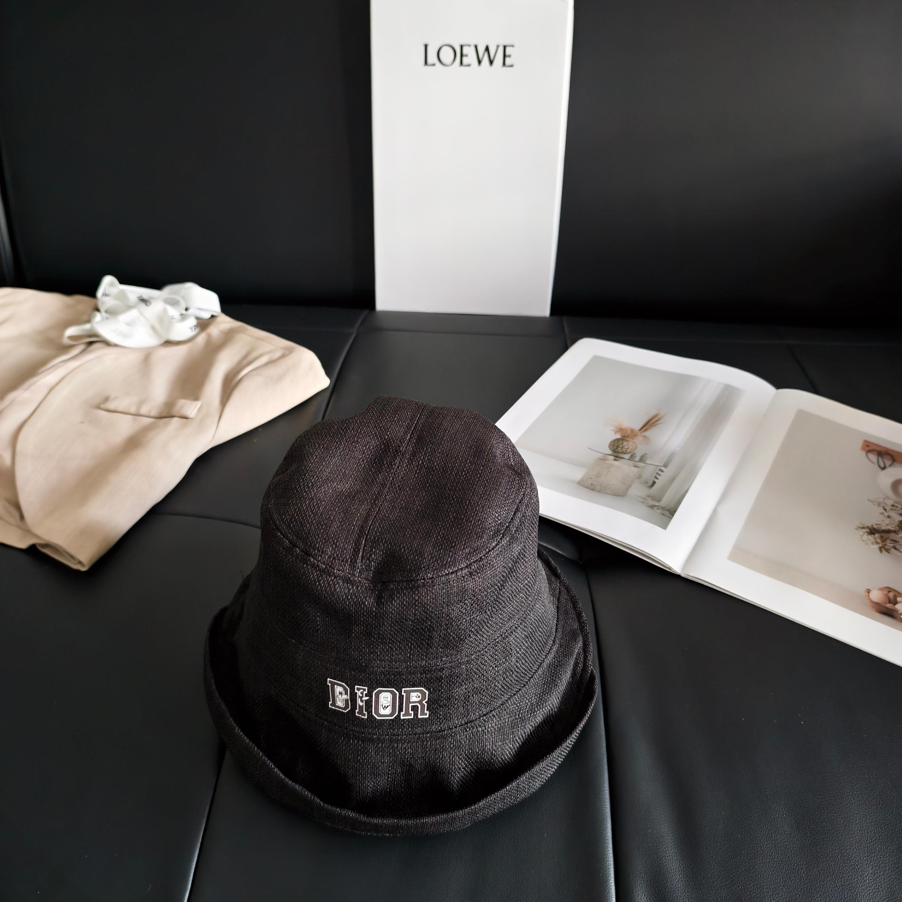 💛配防尘袋【Dior迪奥】2026新款不规则棉麻款渔夫帽，🔆百搭日常款～休闲出街#