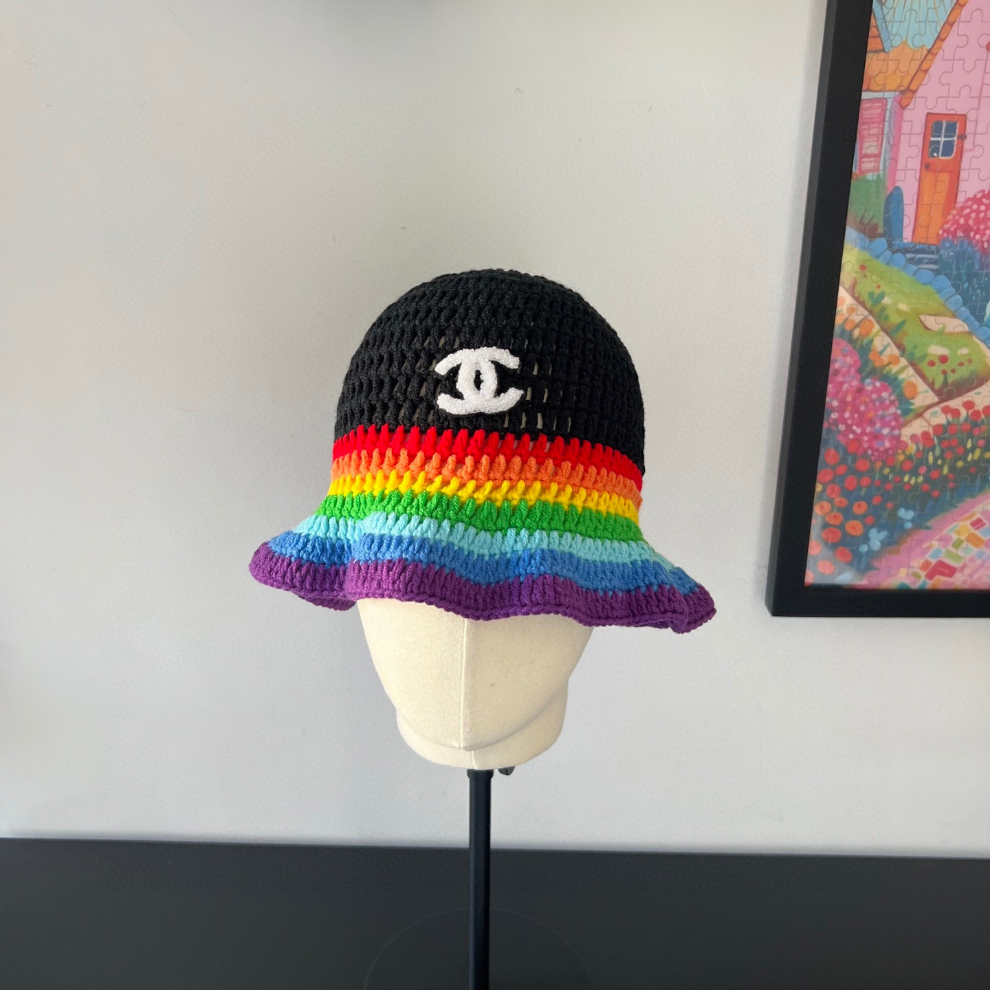 💛配防尘袋【CHANEL香奈儿】2026秋冬新款拼色小香风针织渔夫帽，独特设计～复古文艺的一款