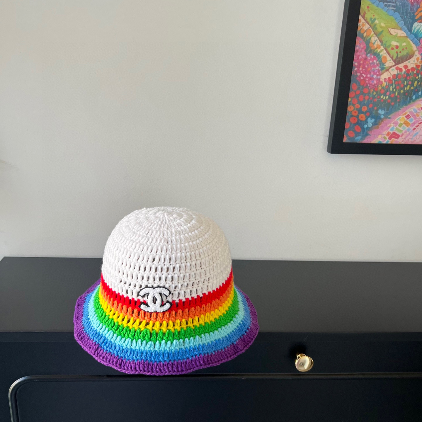 💛配防尘袋【CHANEL香奈儿】2026秋冬新款拼色小香风针织渔夫帽，独特设计～复古文艺的一款