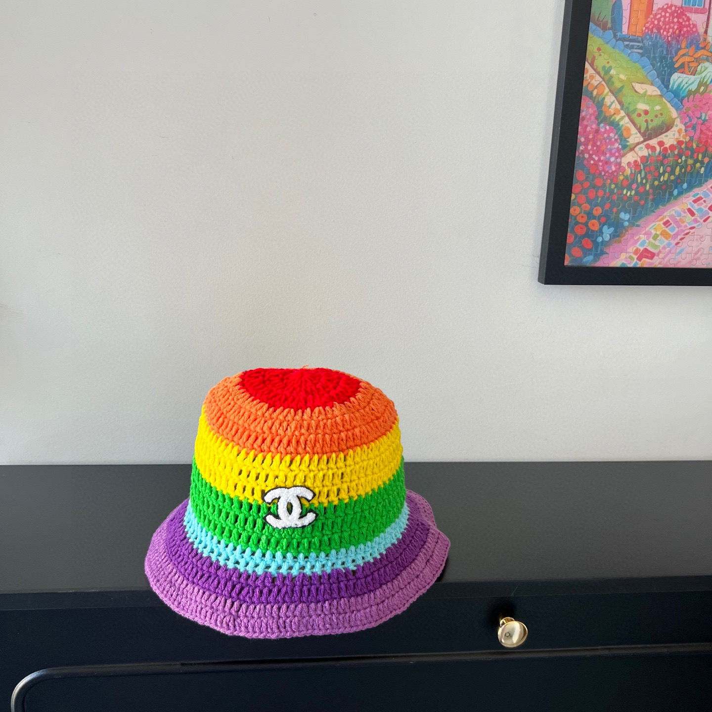 💛配防尘袋【CHANEL香奈儿】2026秋冬新款拼色小香风针织渔夫帽，独特设计～复古文艺的一款