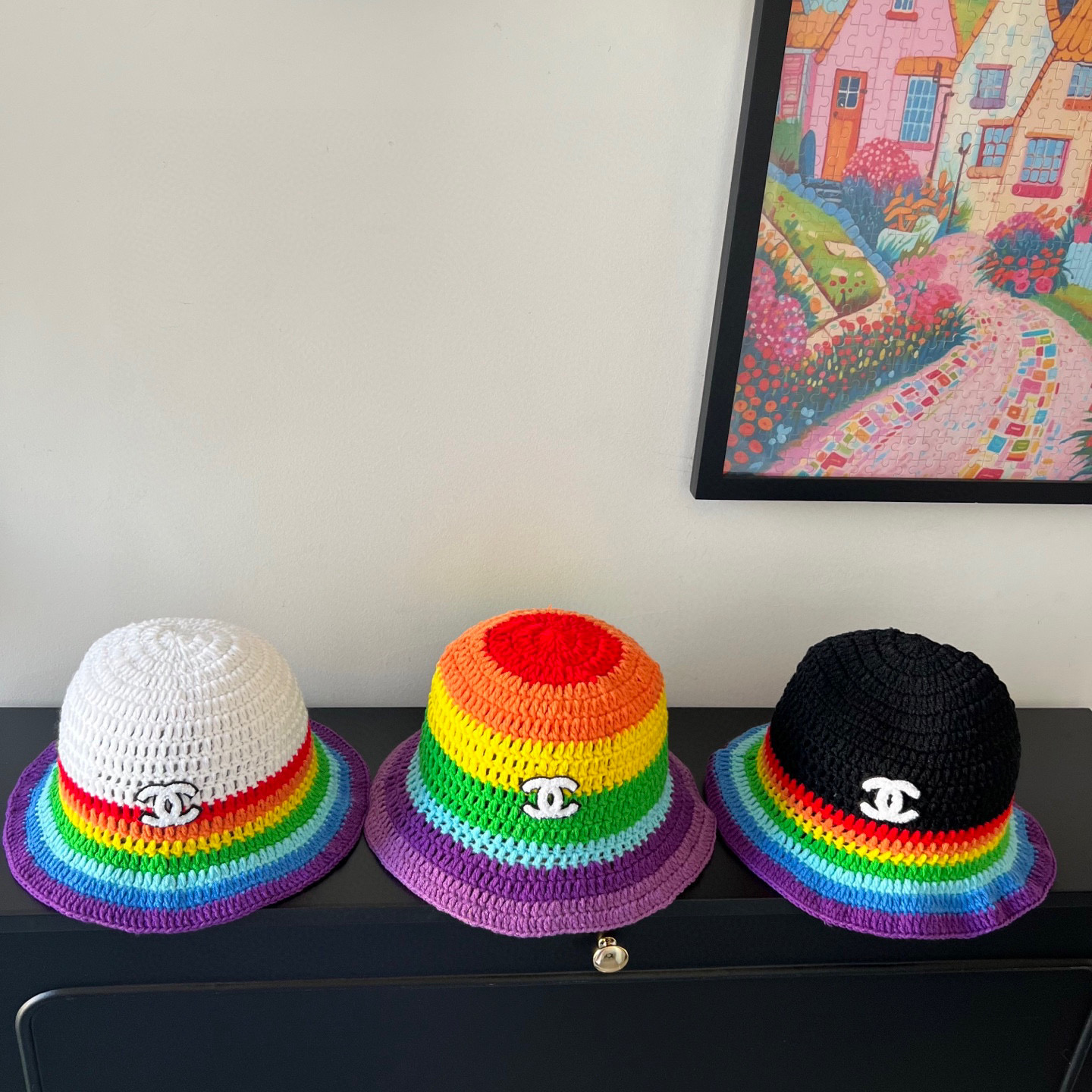 💛配防尘袋【CHANEL香奈儿】2026秋冬新款拼色小香风针织渔夫帽，独特设计～复古文艺的一款