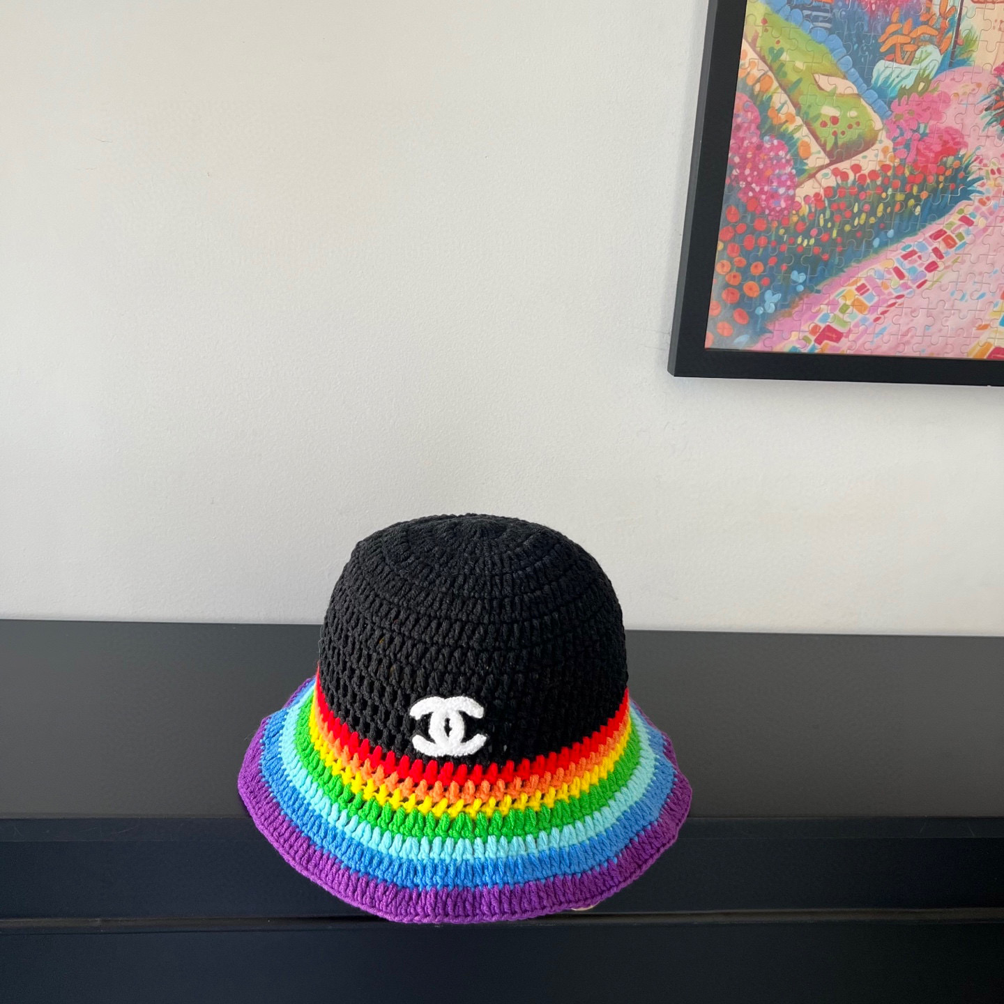 💛配防尘袋【CHANEL香奈儿】2026秋冬新款拼色小香风针织渔夫帽，独特设计～复古文艺的一款