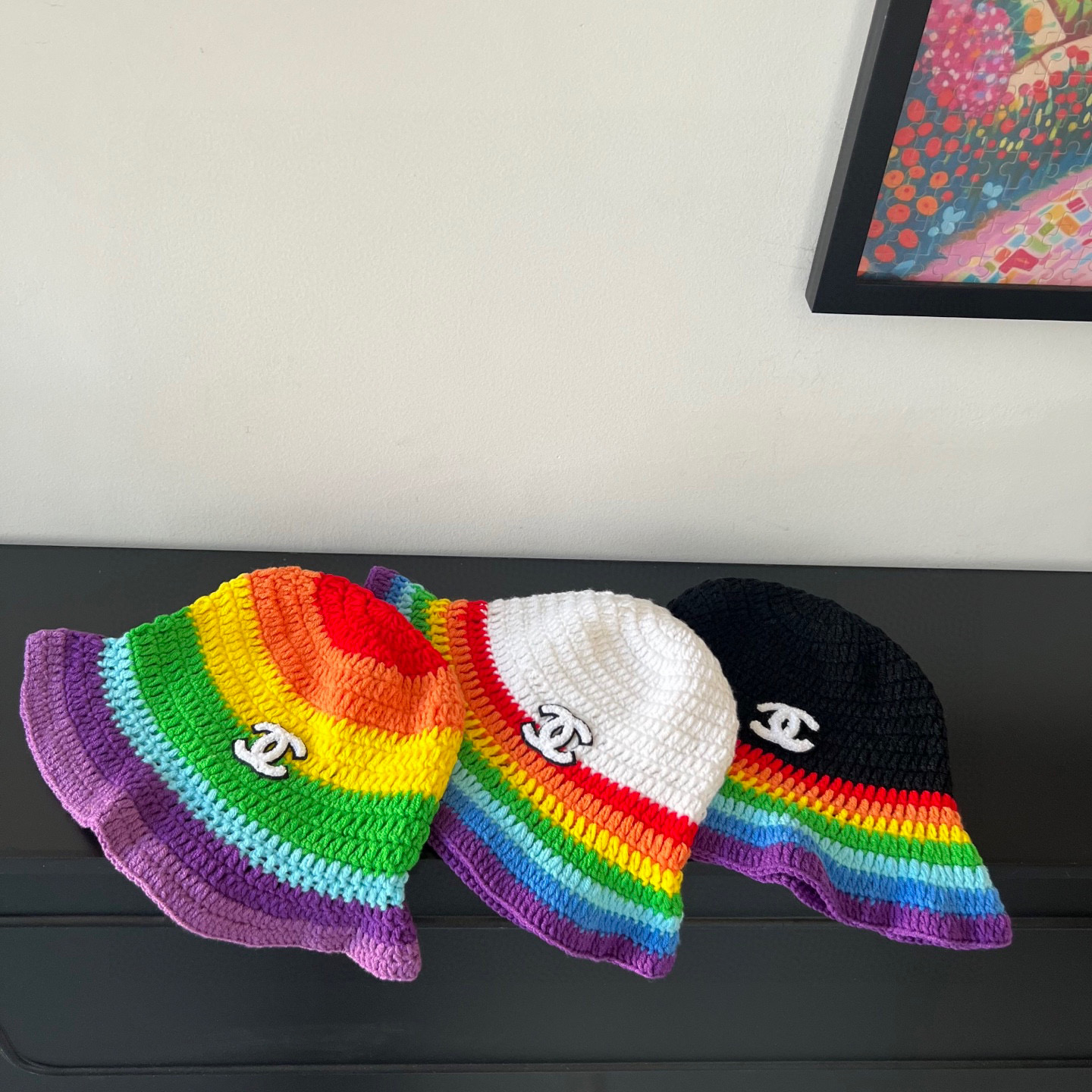 💛配防尘袋【CHANEL香奈儿】2026秋冬新款拼色小香风针织渔夫帽，独特设计～复古文艺的一款