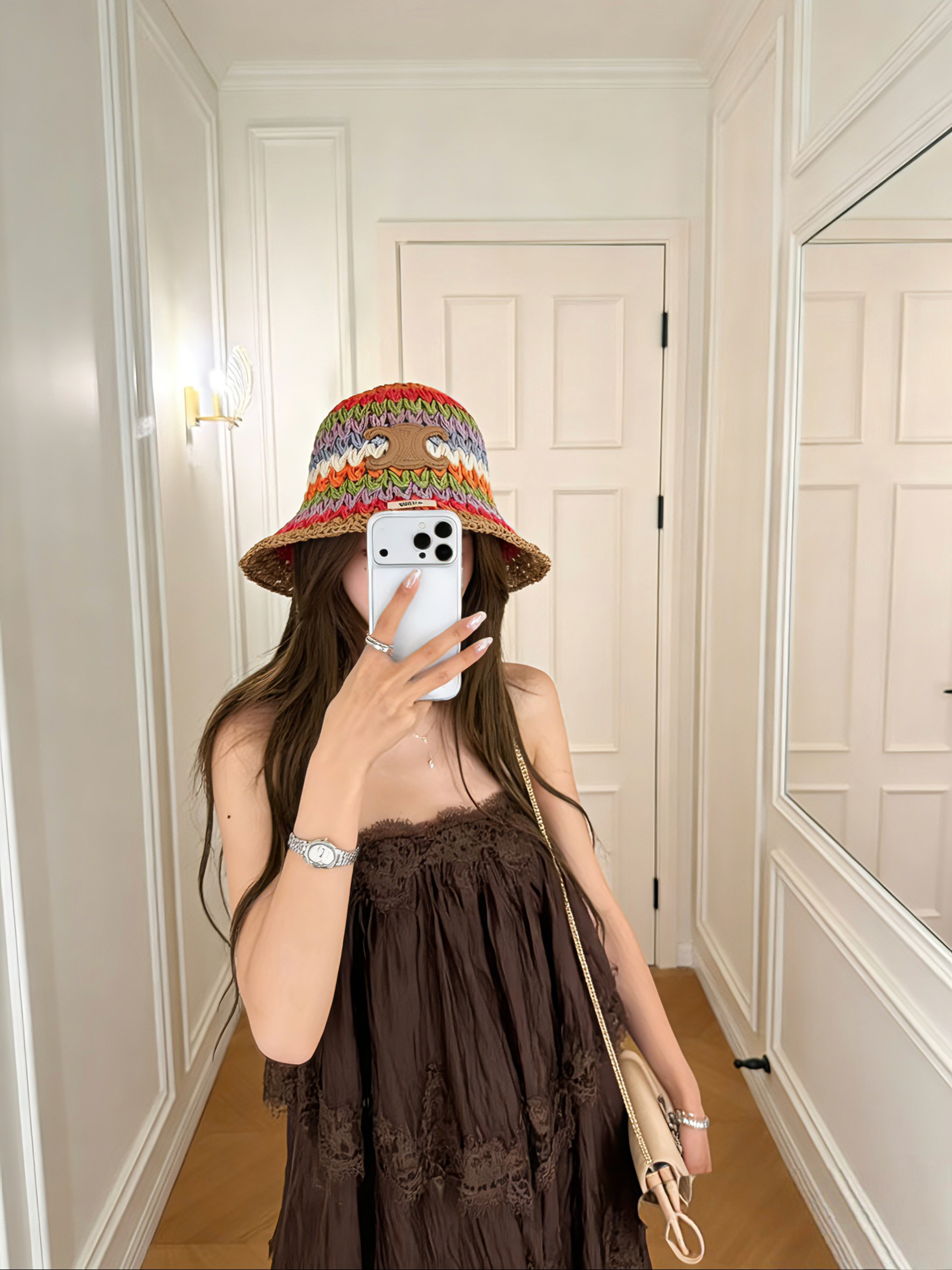 💛配防尘袋【CELINE赛琳】2026春夏新款草编彩虹日常简约款渔夫帽，独特设计～复古文艺的一款