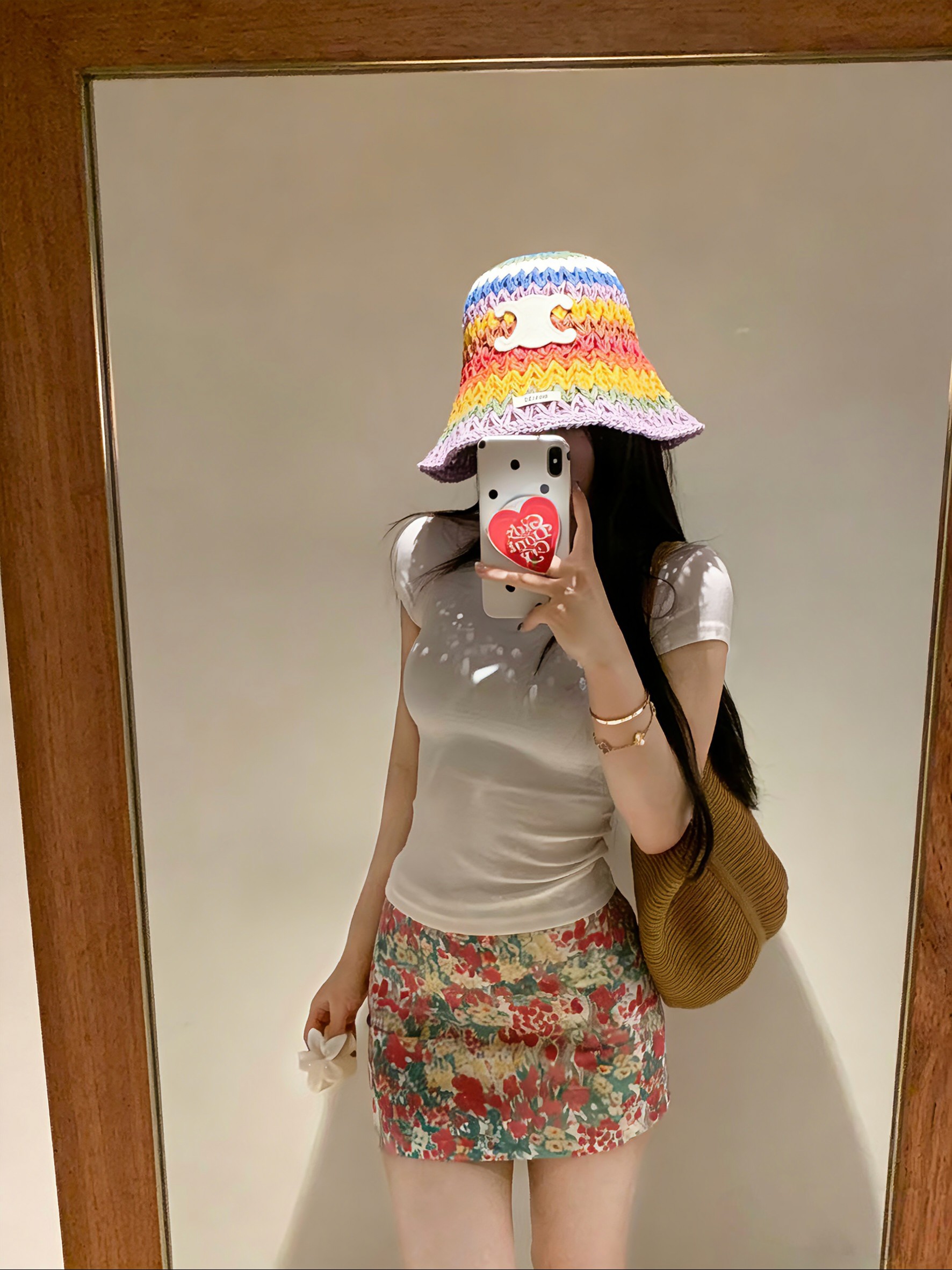 💛配防尘袋【CELINE赛琳】2026春夏新款草编彩虹日常简约款渔夫帽，独特设计～复古文艺的一款