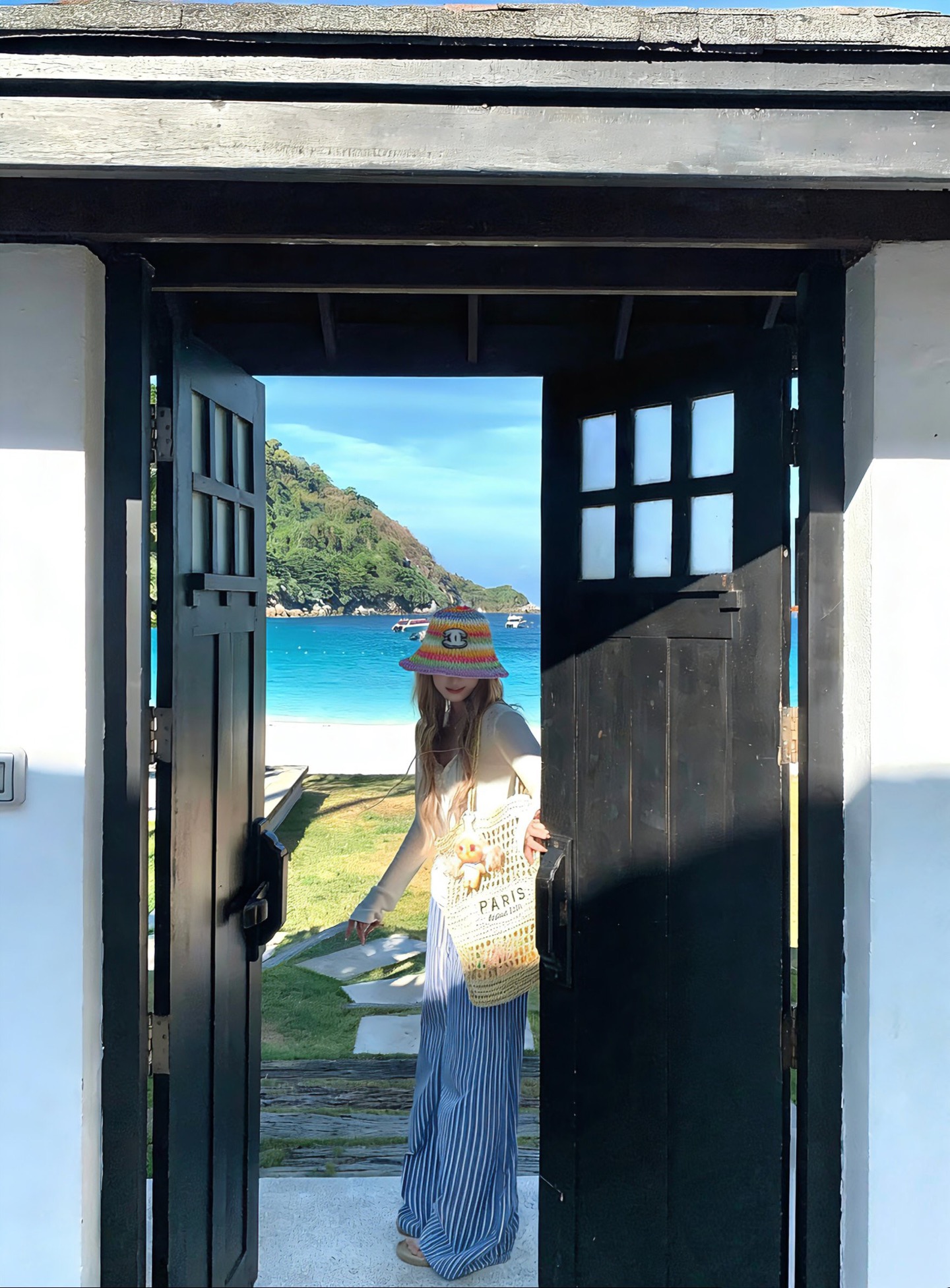 💛配防尘袋【Chanel香奈儿】2026新款彩虹拼色编织款渔夫帽，🔆百搭日常款～休闲出街#