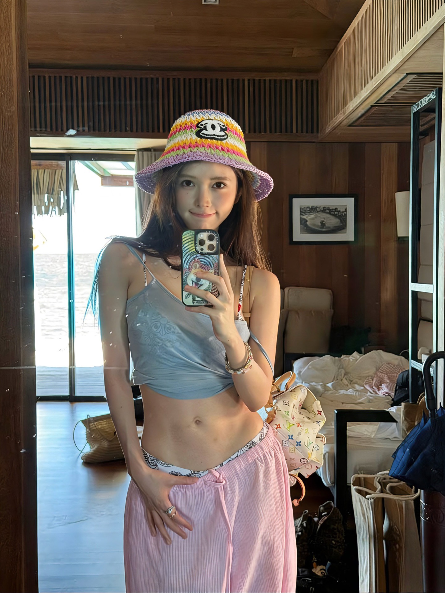 💛配防尘袋【Chanel香奈儿】2026新款彩虹拼色编织款渔夫帽，🔆百搭日常款～休闲出街#