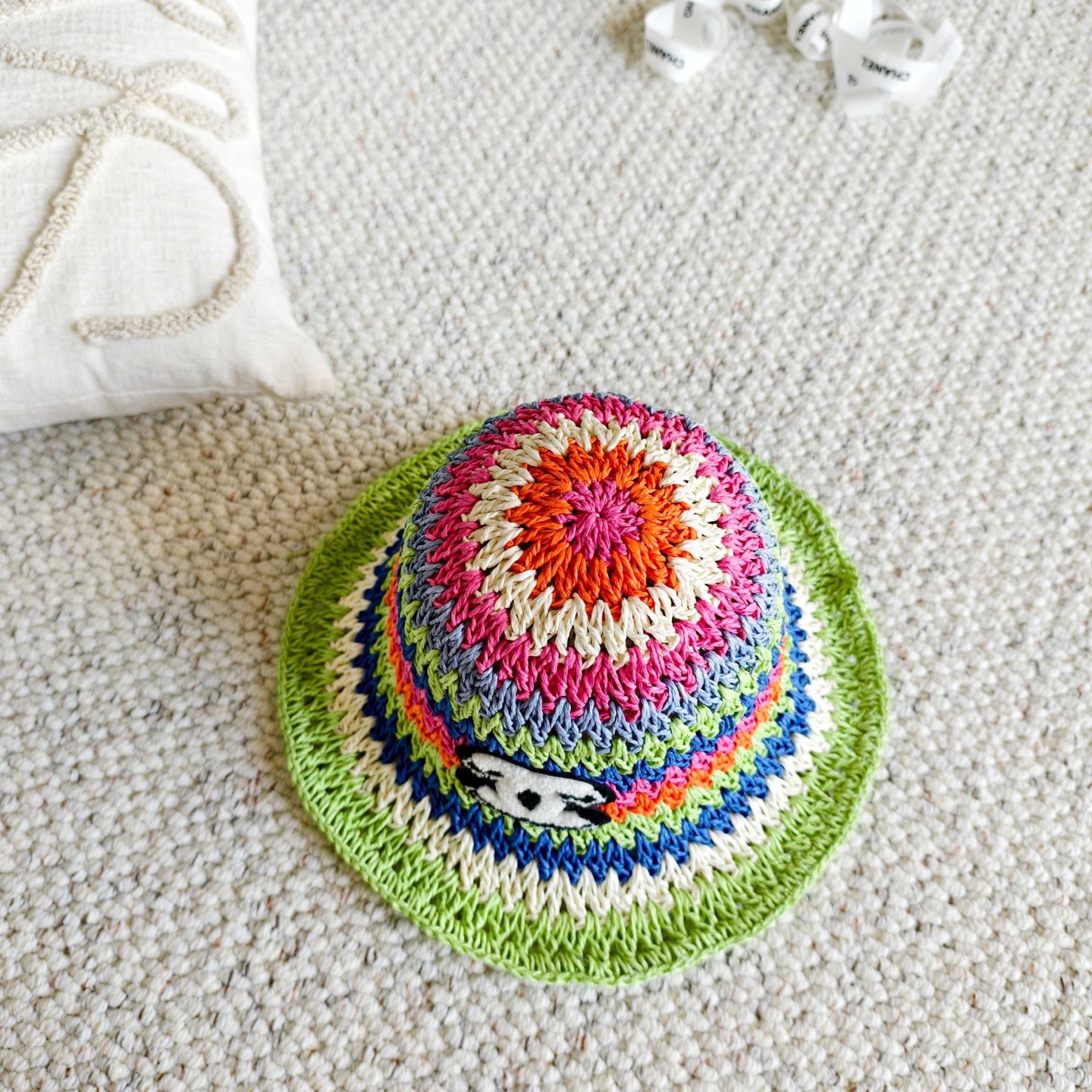 💛配防尘袋【Chanel香奈儿】2026新款彩虹拼色编织款渔夫帽，🔆百搭日常款～休闲出街#