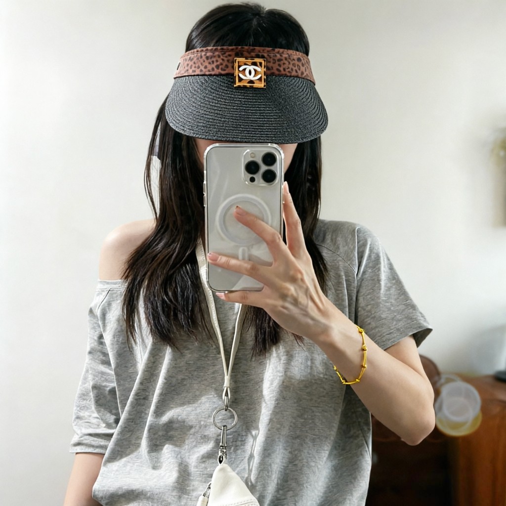 💛配防尘袋 【Chanel香奈儿】2026春夏新款豹纹小香遮阳帽空顶帽，🔆遮阳百搭～休闲出街神器