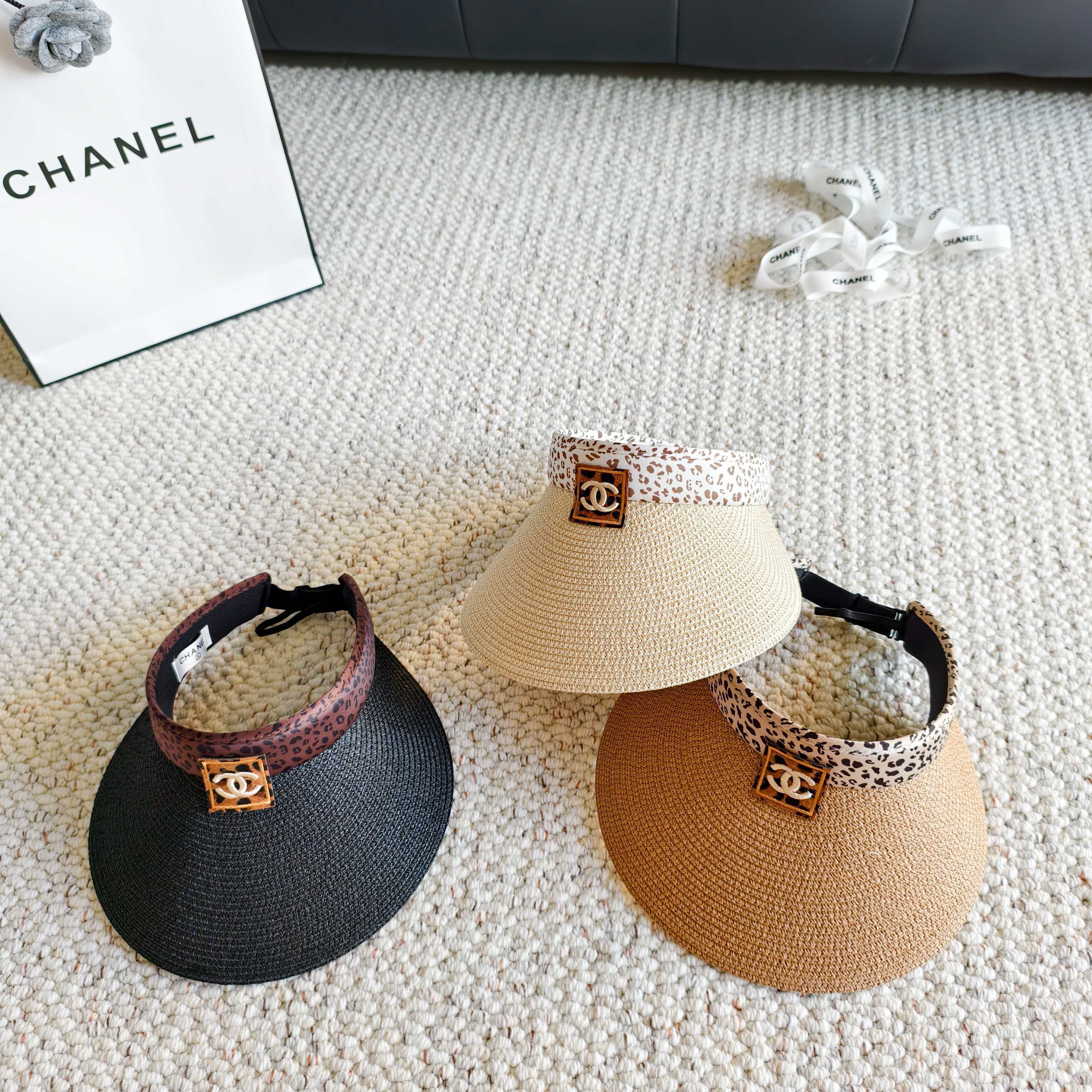 💛配防尘袋 【Chanel香奈儿】2026春夏新款豹纹小香遮阳帽空顶帽，🔆遮阳百搭～休闲出街神器