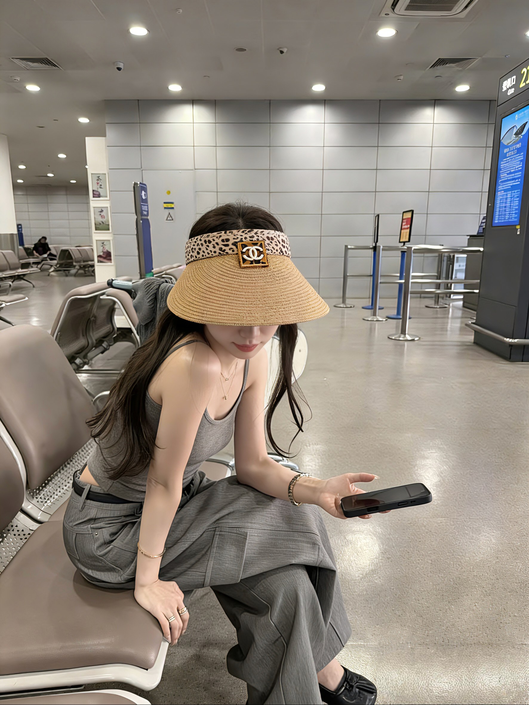 💛配防尘袋 【Chanel香奈儿】2026春夏新款豹纹小香遮阳帽空顶帽，🔆遮阳百搭～休闲出街神器