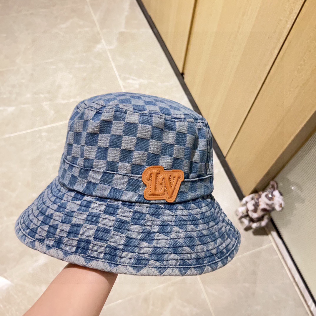 特💛配防尘袋【LV路易威登】2026新款棋盘格牛仔男女款渔夫帽，超好搭配，闭眼入的一款
