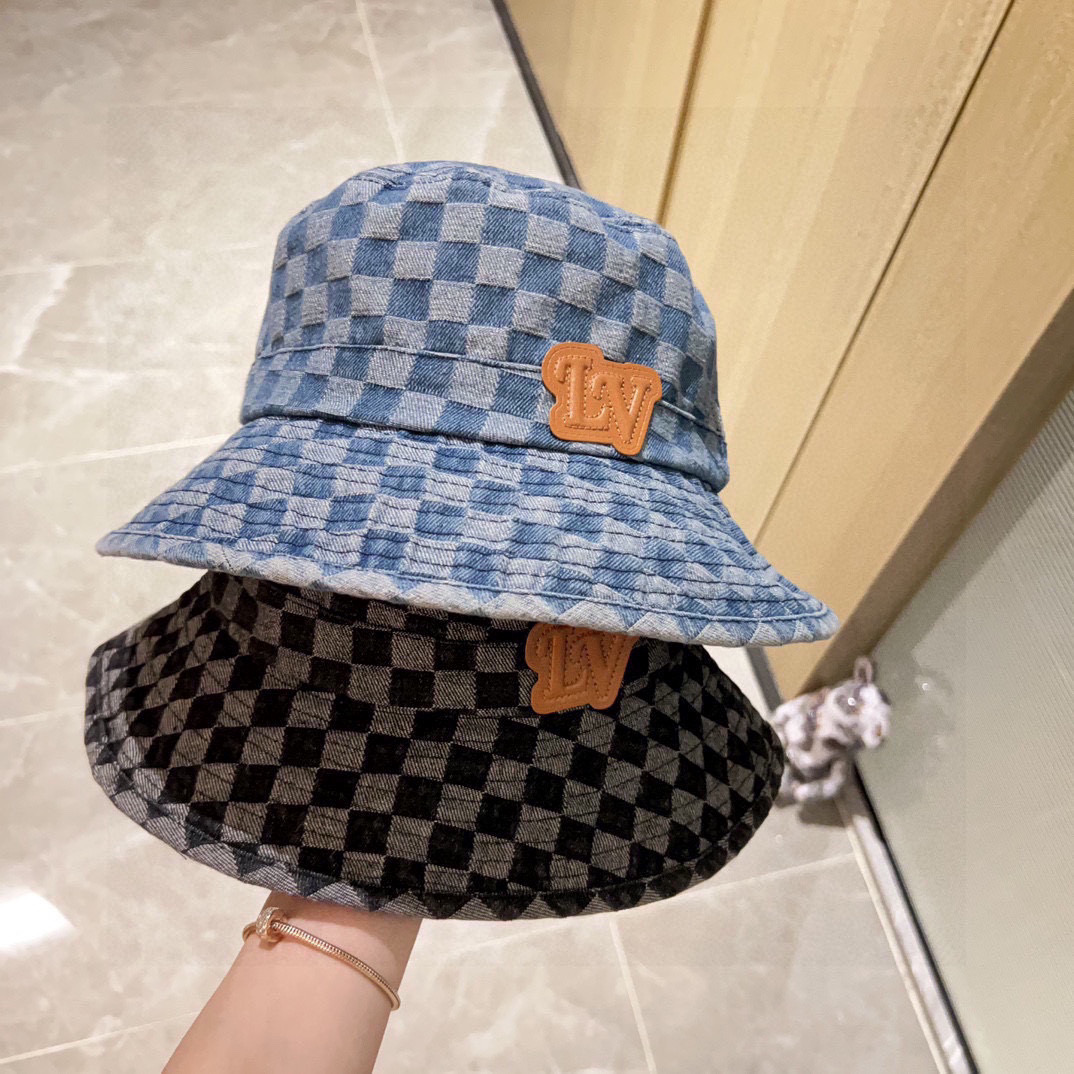 特💛配防尘袋【LV路易威登】2026新款棋盘格牛仔男女款渔夫帽，超好搭配，闭眼入的一款