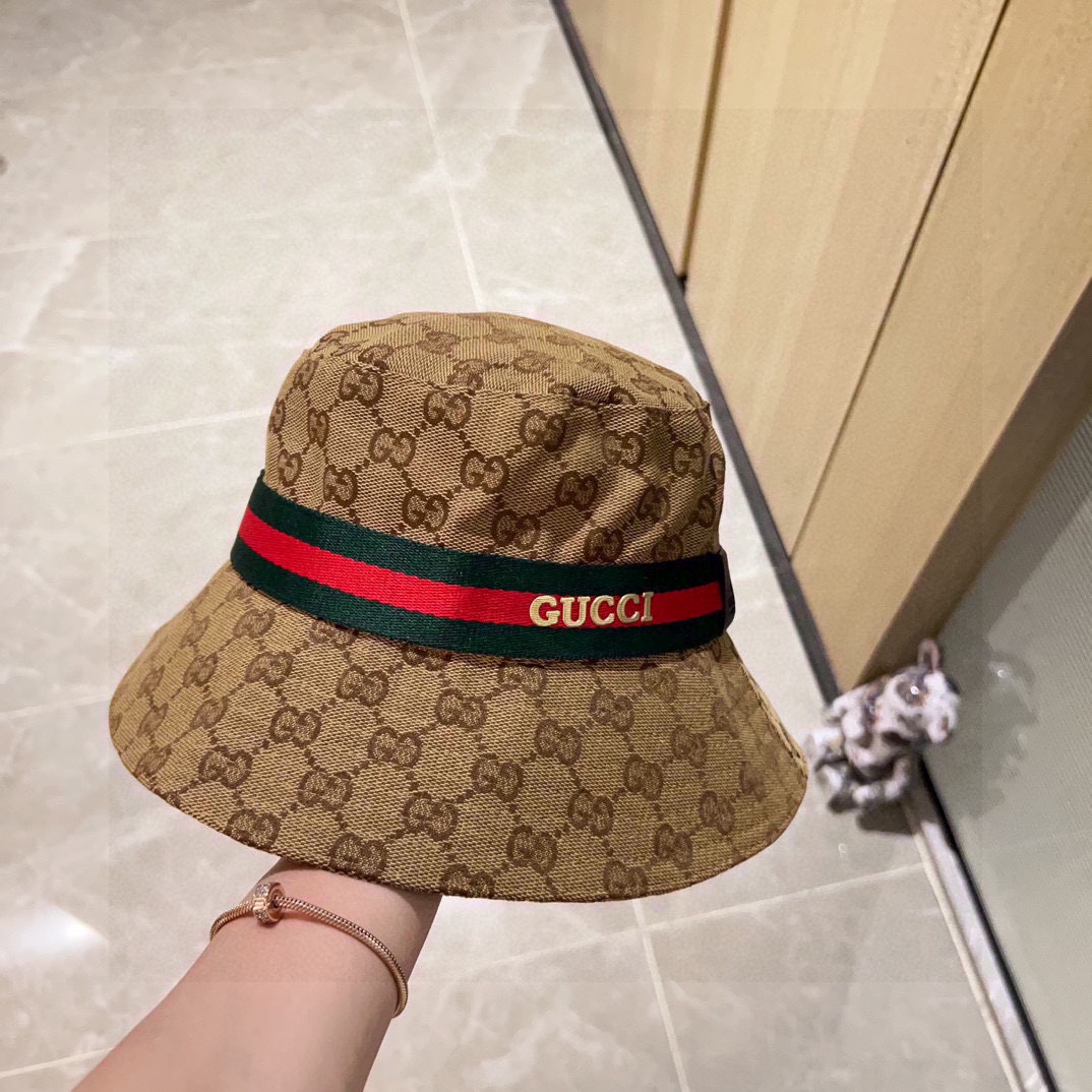 💛配防尘袋【GUCCI古驰】2026新款大牌专柜款渔夫帽，超好搭配，闭眼入的一款