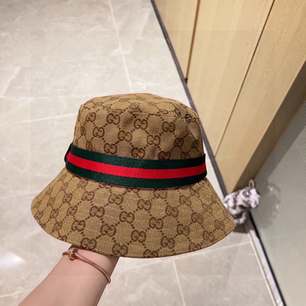 💛配防尘袋【GUCCI古驰】2026新款大牌专柜款渔夫帽，超好搭配，闭眼入的一款