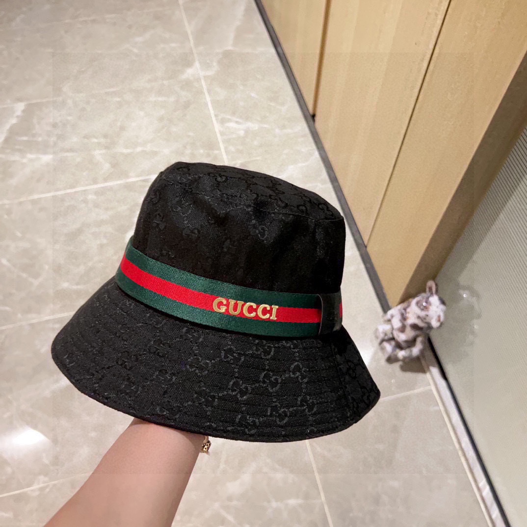 💛配防尘袋【GUCCI古驰】2026新款大牌专柜款渔夫帽，超好搭配，闭眼入的一款