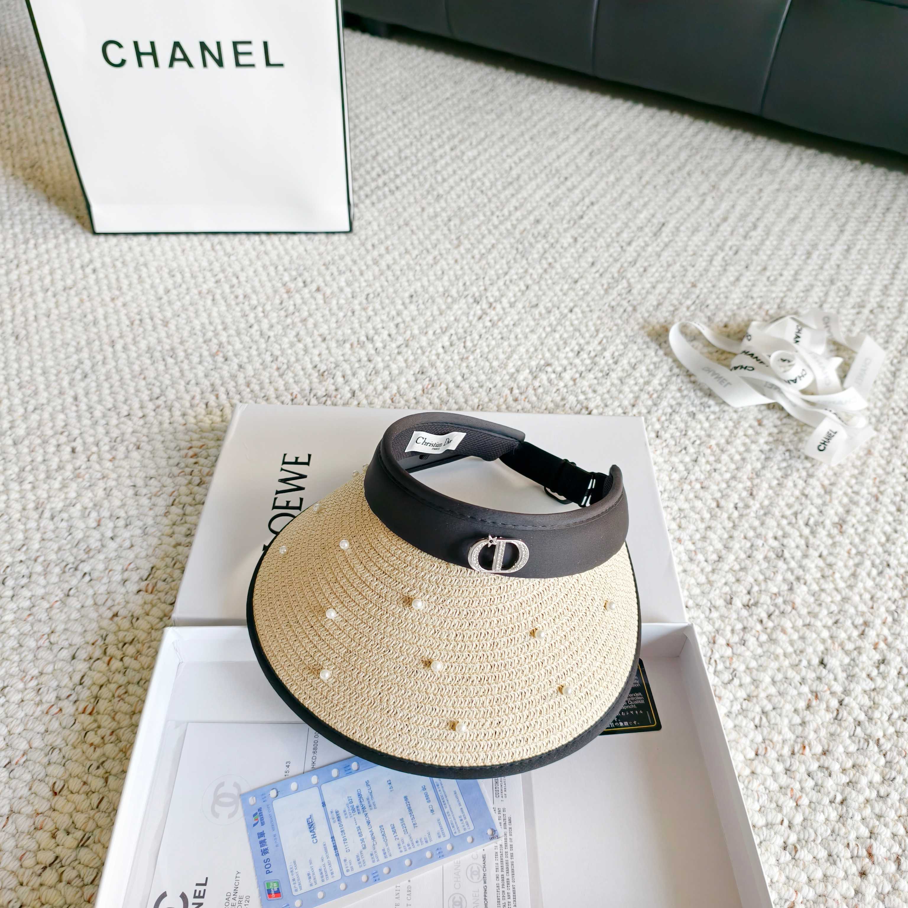 💛配防尘袋 【DIOR迪奥】2026新款独家款珍珠款遮阳帽空顶帽，🔆遮阳百搭～休闲出街神器