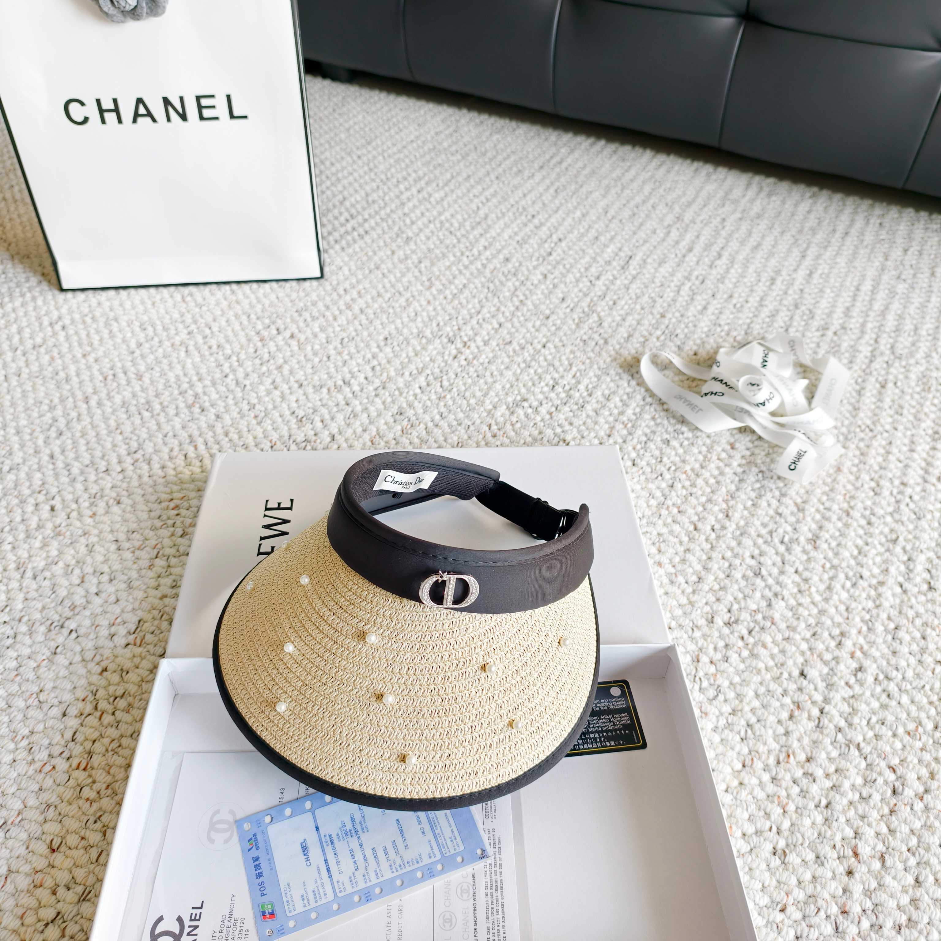 💛配防尘袋 【DIOR迪奥】2026新款独家款珍珠款遮阳帽空顶帽，🔆遮阳百搭～休闲出街神器