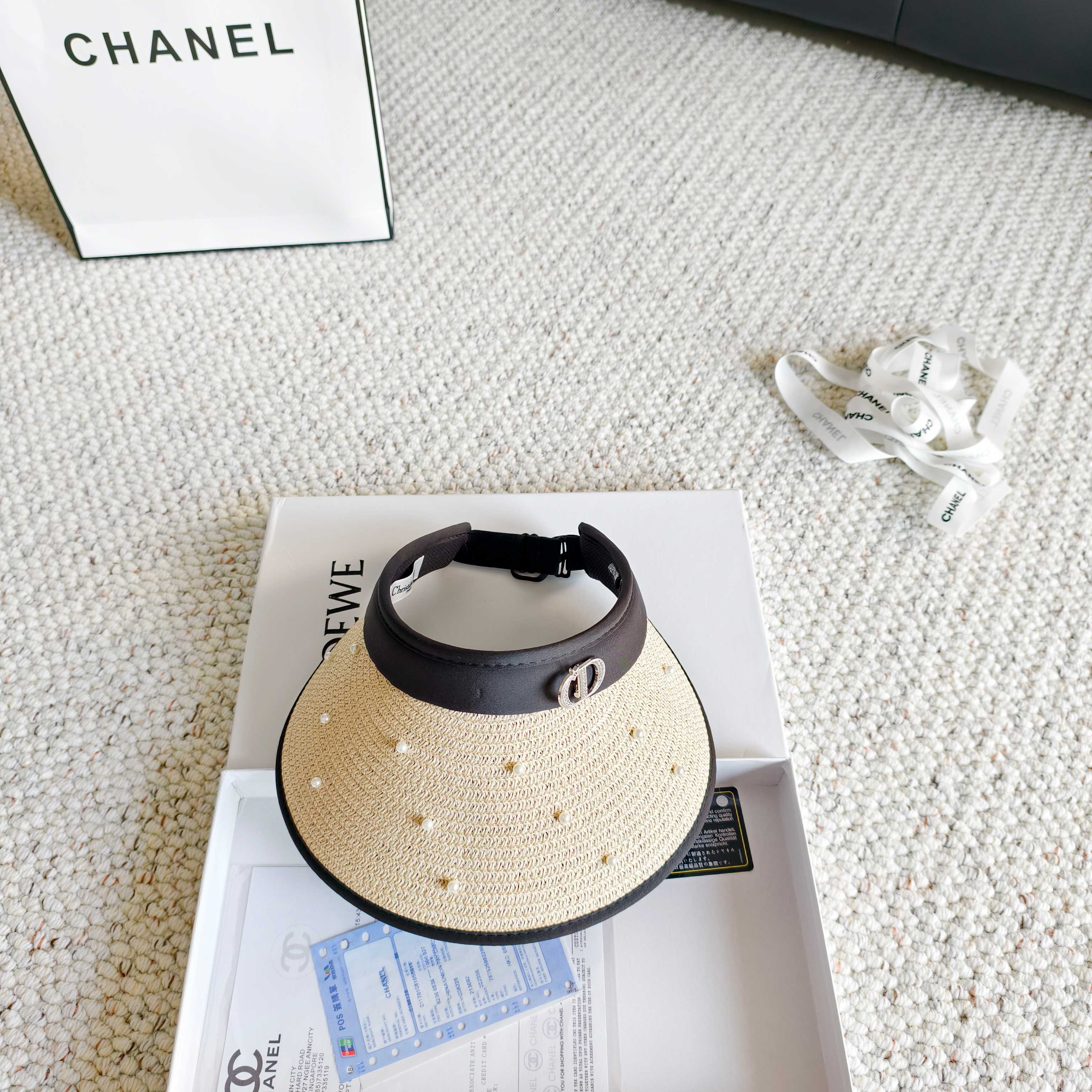 💛配防尘袋 【DIOR迪奥】2026新款独家款珍珠款遮阳帽空顶帽，🔆遮阳百搭～休闲出街神器