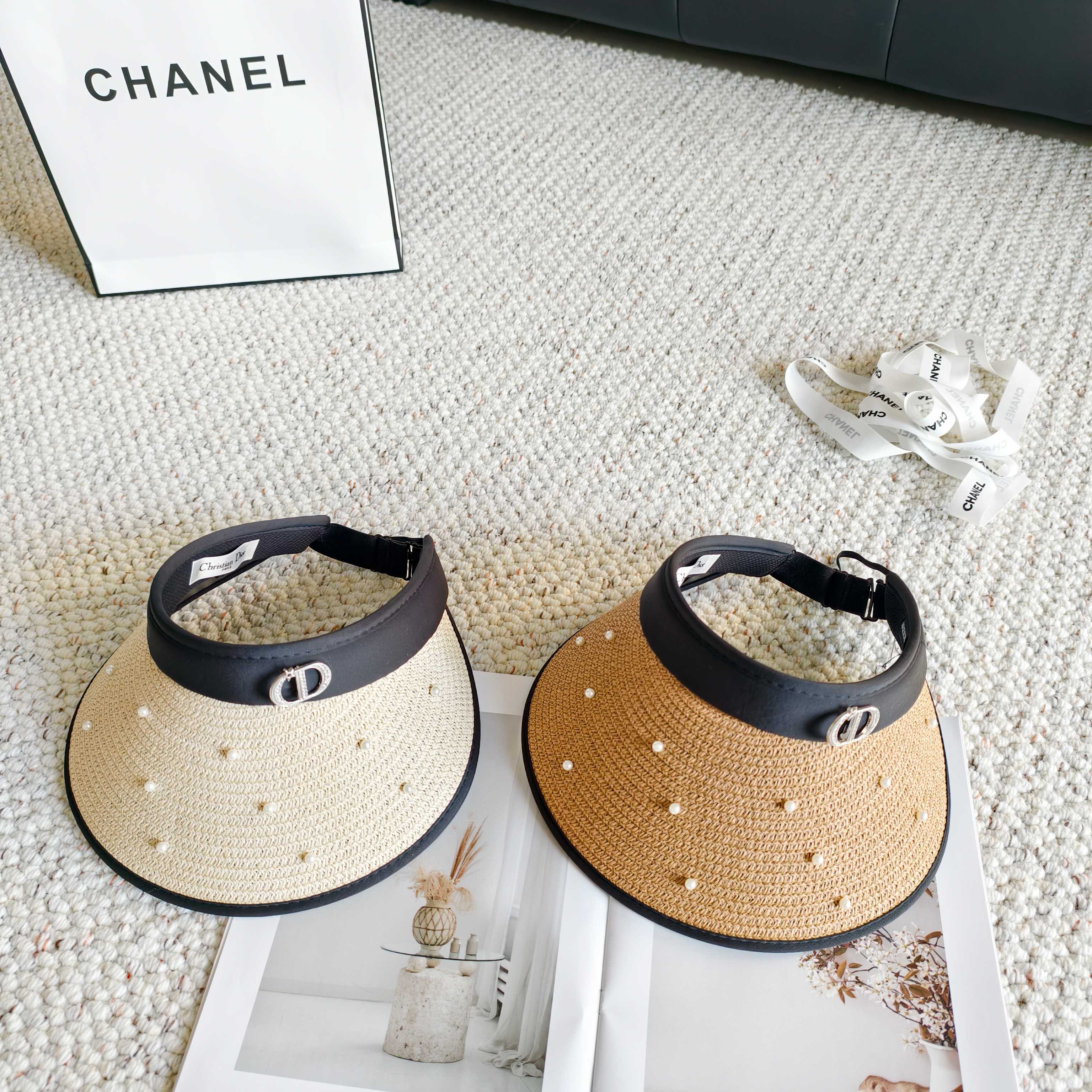 💛配防尘袋 【DIOR迪奥】2026新款独家款珍珠款遮阳帽空顶帽，🔆遮阳百搭～休闲出街神器