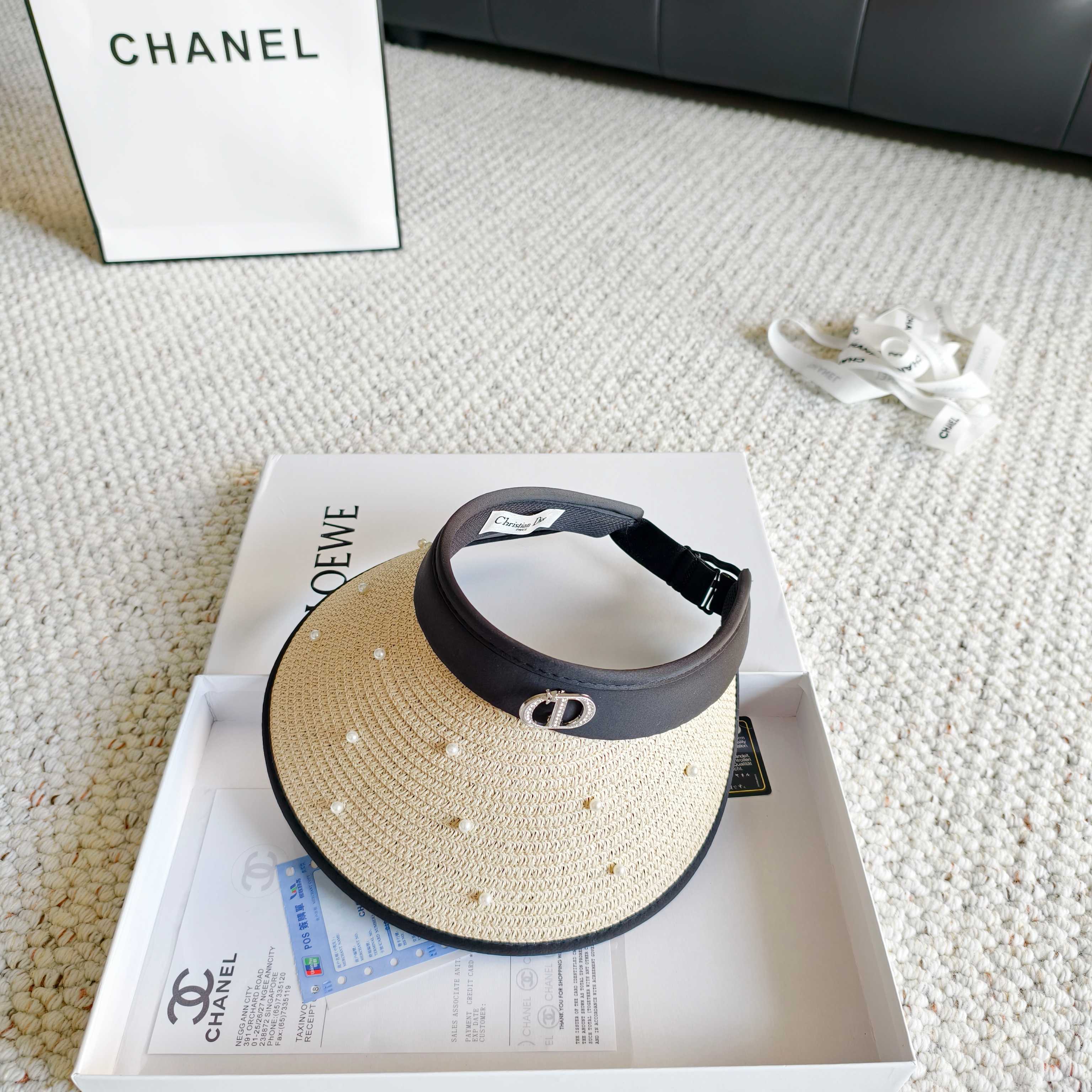 💛配防尘袋 【DIOR迪奥】2026新款独家款珍珠款遮阳帽空顶帽，🔆遮阳百搭～休闲出街神器