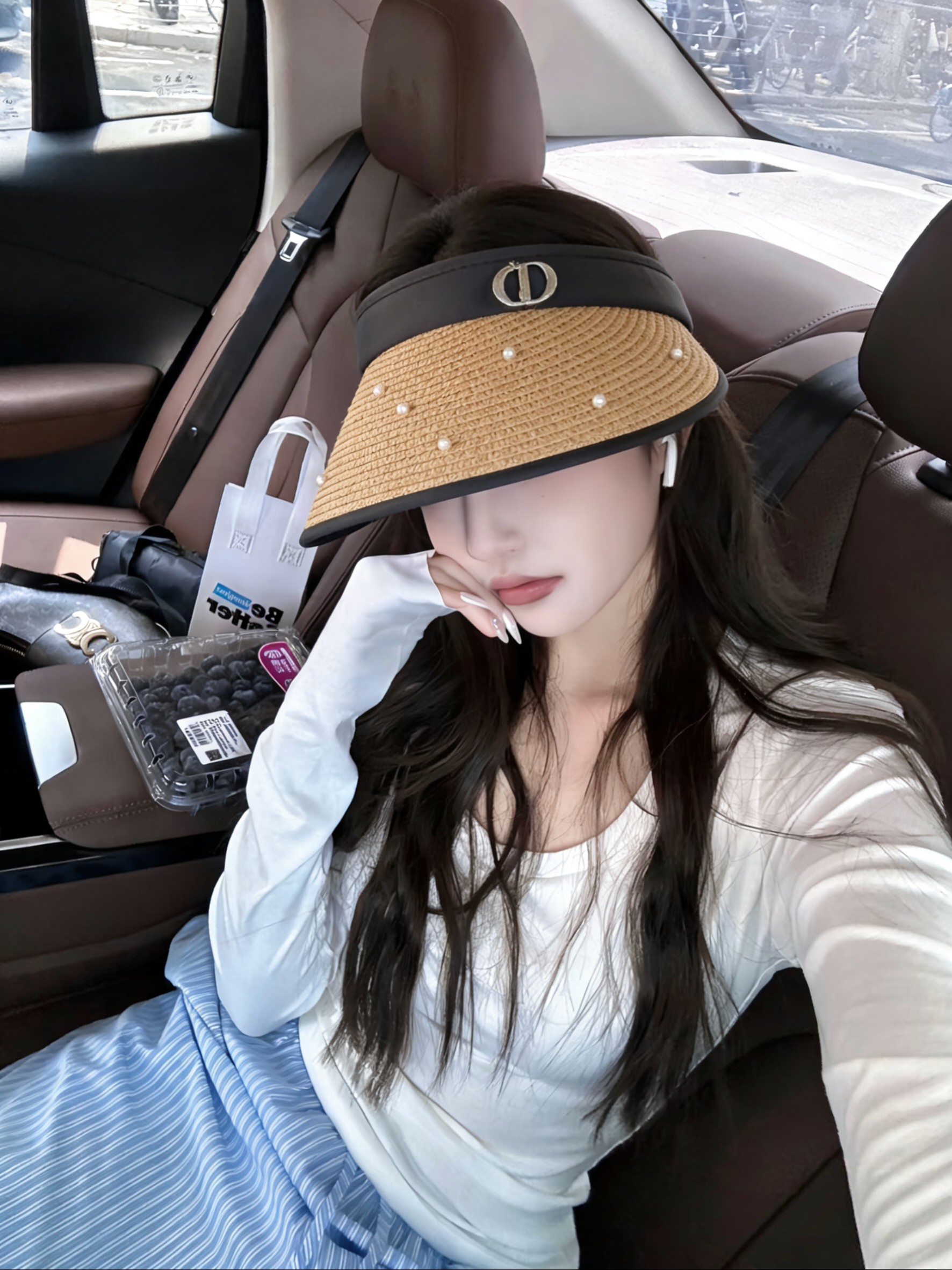 💛配防尘袋 【DIOR迪奥】2026新款独家款珍珠款遮阳帽空顶帽，🔆遮阳百搭～休闲出街神器