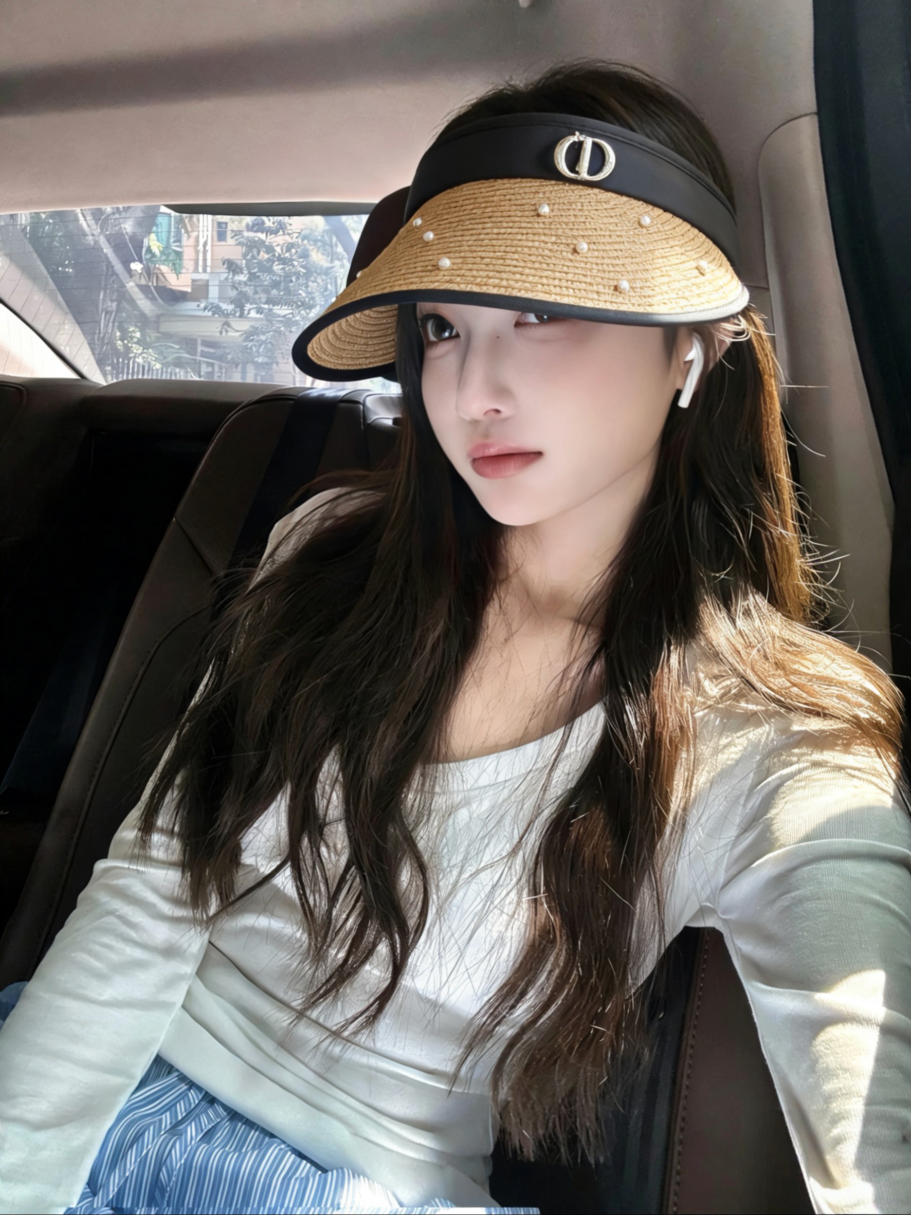 💛配防尘袋 【DIOR迪奥】2026新款独家款珍珠款遮阳帽空顶帽，🔆遮阳百搭～休闲出街神器