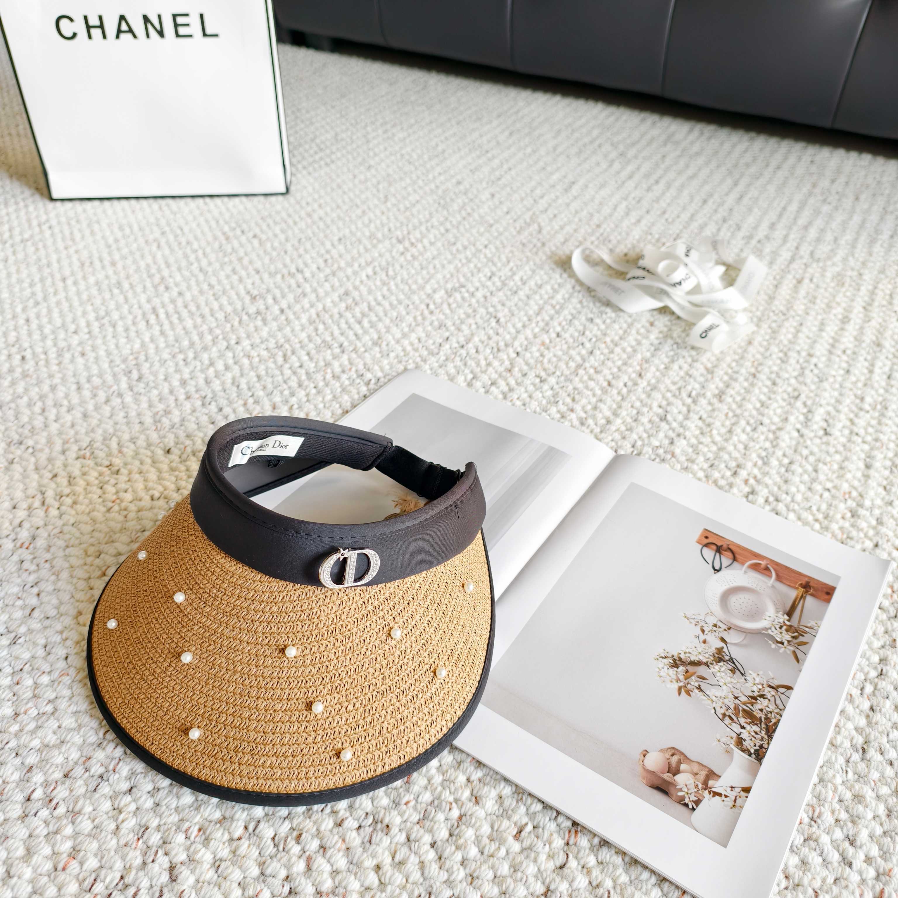 💛配防尘袋 【DIOR迪奥】2026新款独家款珍珠款遮阳帽空顶帽，🔆遮阳百搭～休闲出街神器