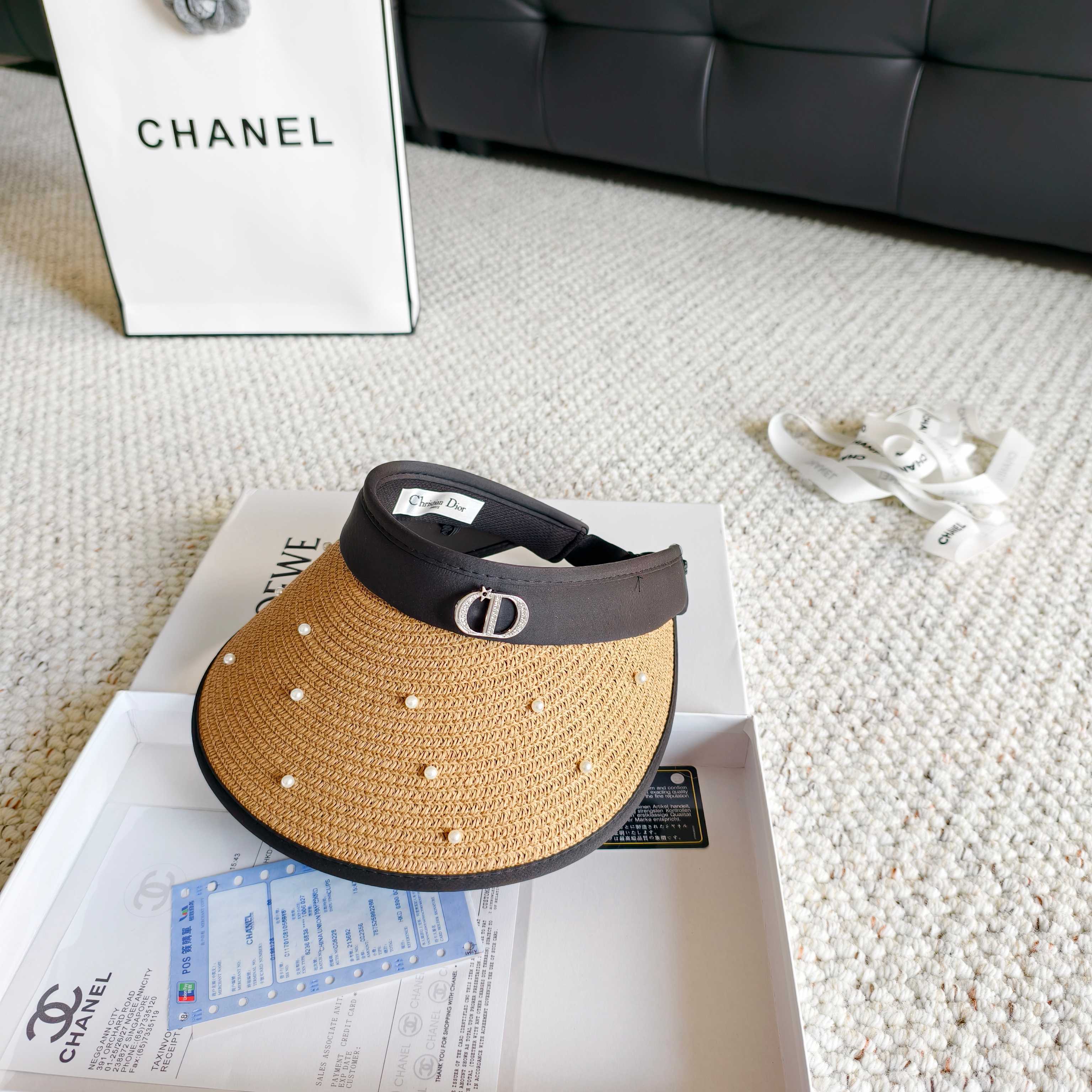 💛配防尘袋 【DIOR迪奥】2026新款独家款珍珠款遮阳帽空顶帽，🔆遮阳百搭～休闲出街神器