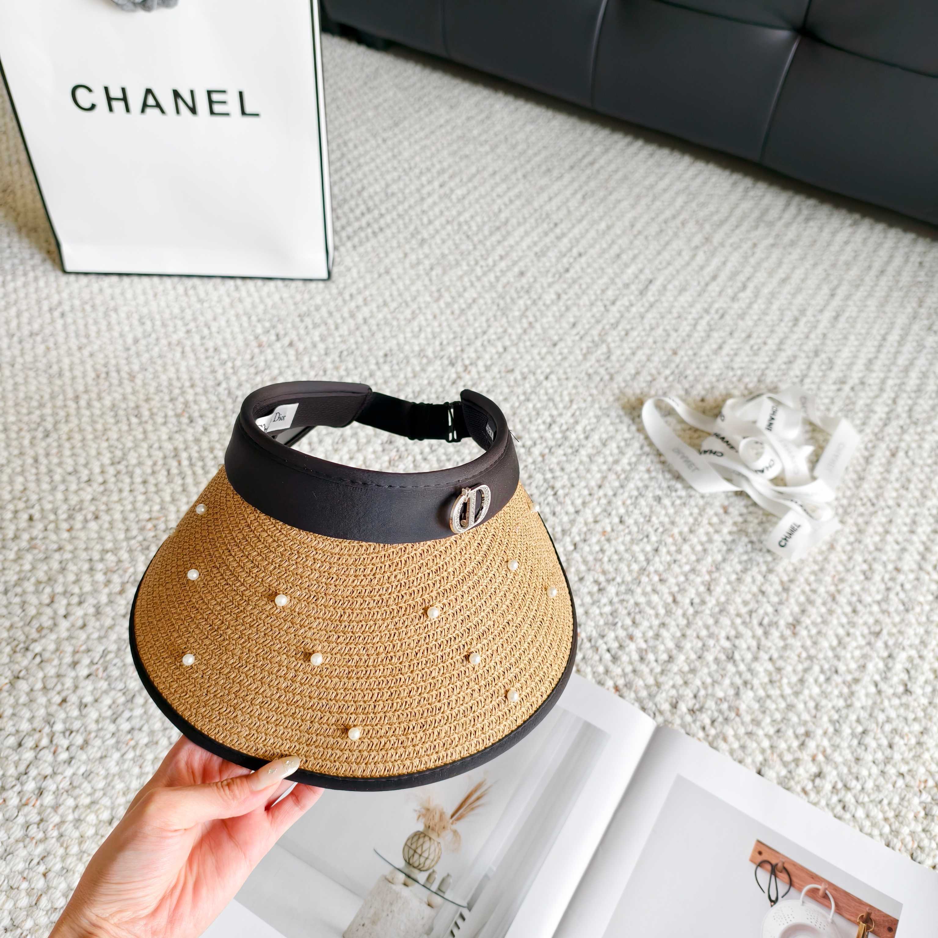 💛配防尘袋 【DIOR迪奥】2026新款独家款珍珠款遮阳帽空顶帽，🔆遮阳百搭～休闲出街神器