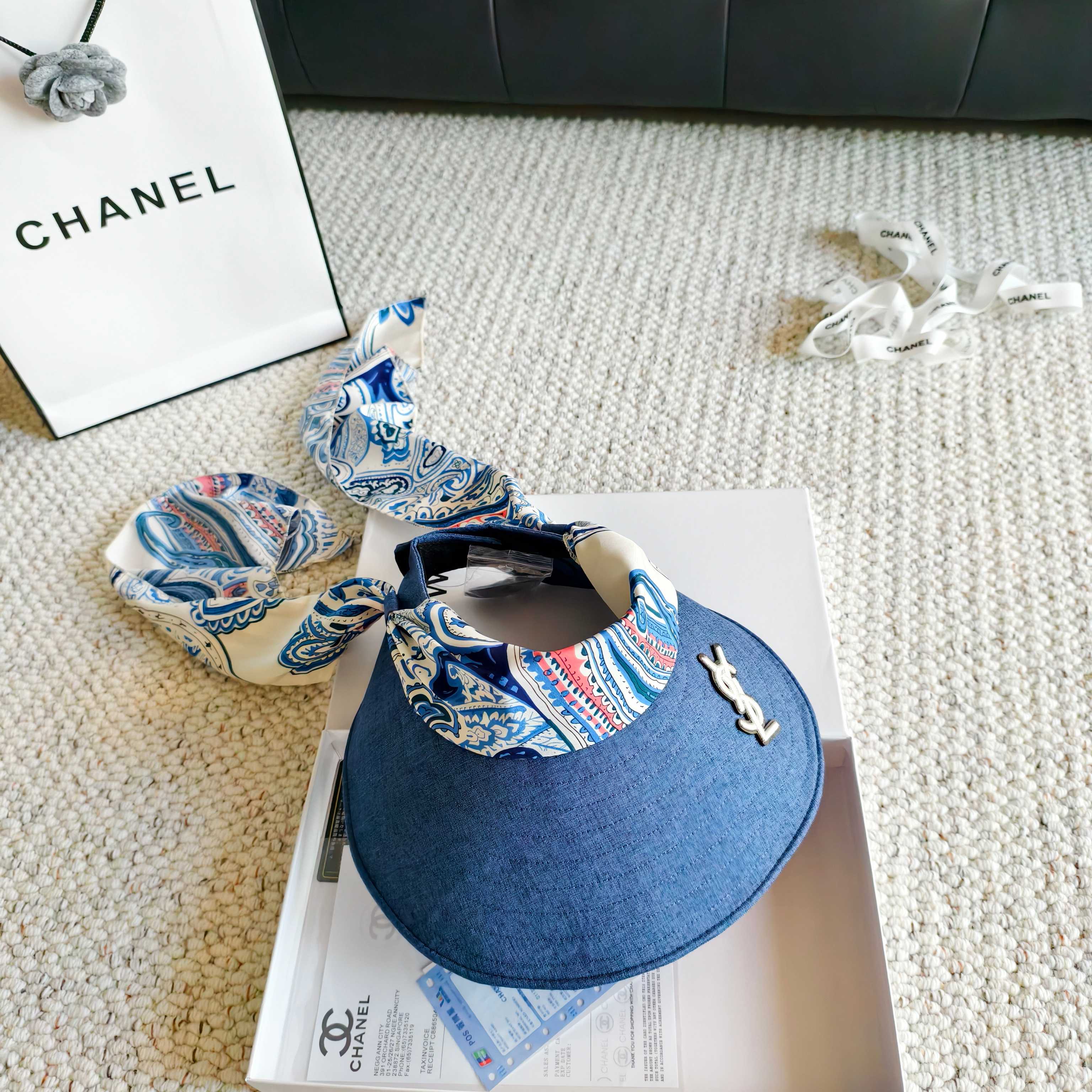 💛配防尘袋 【YSL圣罗兰】2026新款独家款民族风遮阳帽空顶帽，🔆遮阳百搭～休闲出街神器