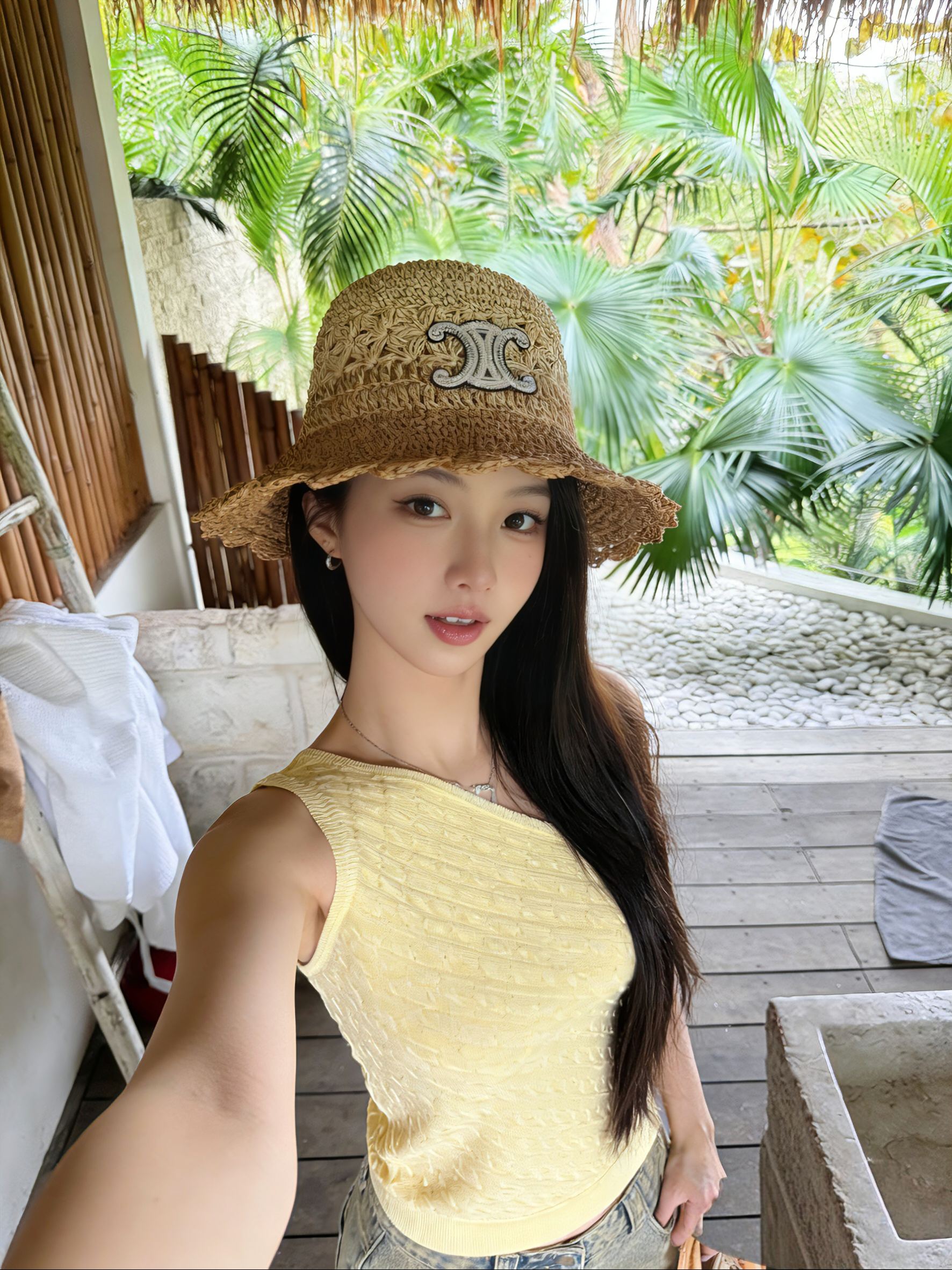 💛配防尘袋【CELINE赛琳】2026新款镂空编织凯旋门渔夫帽，🔆百搭日常款～休闲出街#
