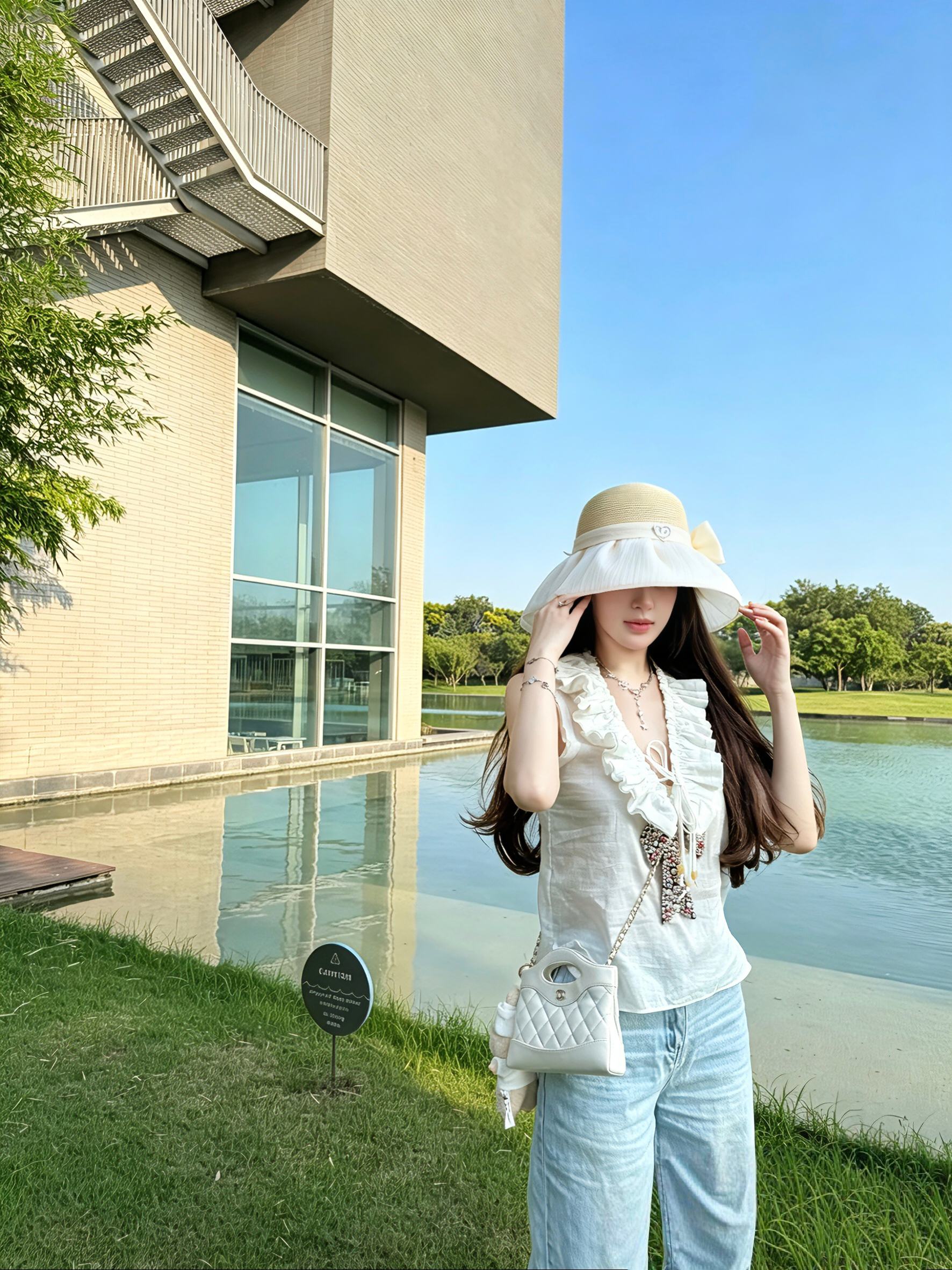 💛配防尘袋【CHANEL香奈儿】2026新款拼接大沿遮阳编织渔夫帽独特设计～度假首选