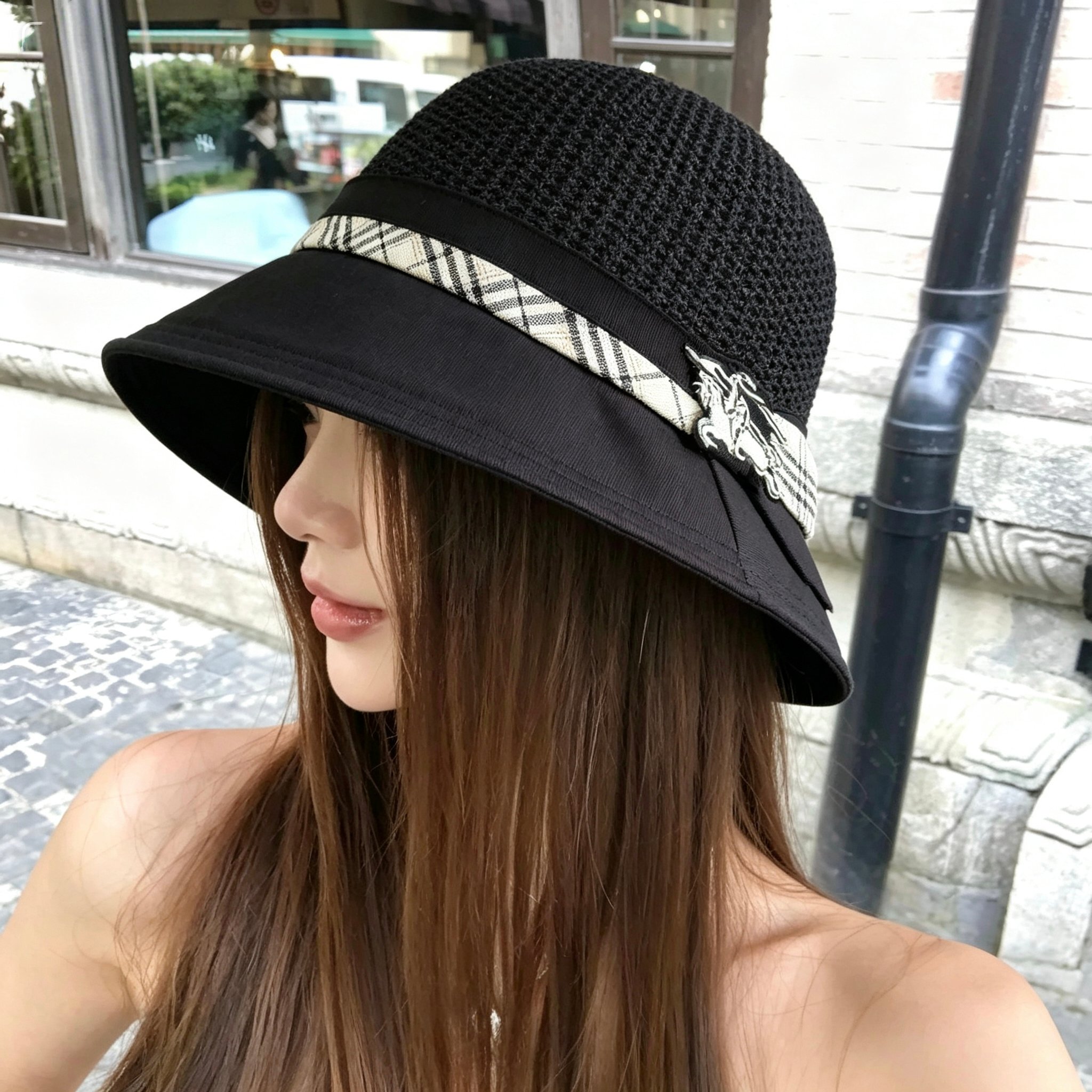 💛配防尘袋【Burberry巴宝莉】2026新款条纹编织款渔夫帽，🔆百搭日常款～休闲出街#