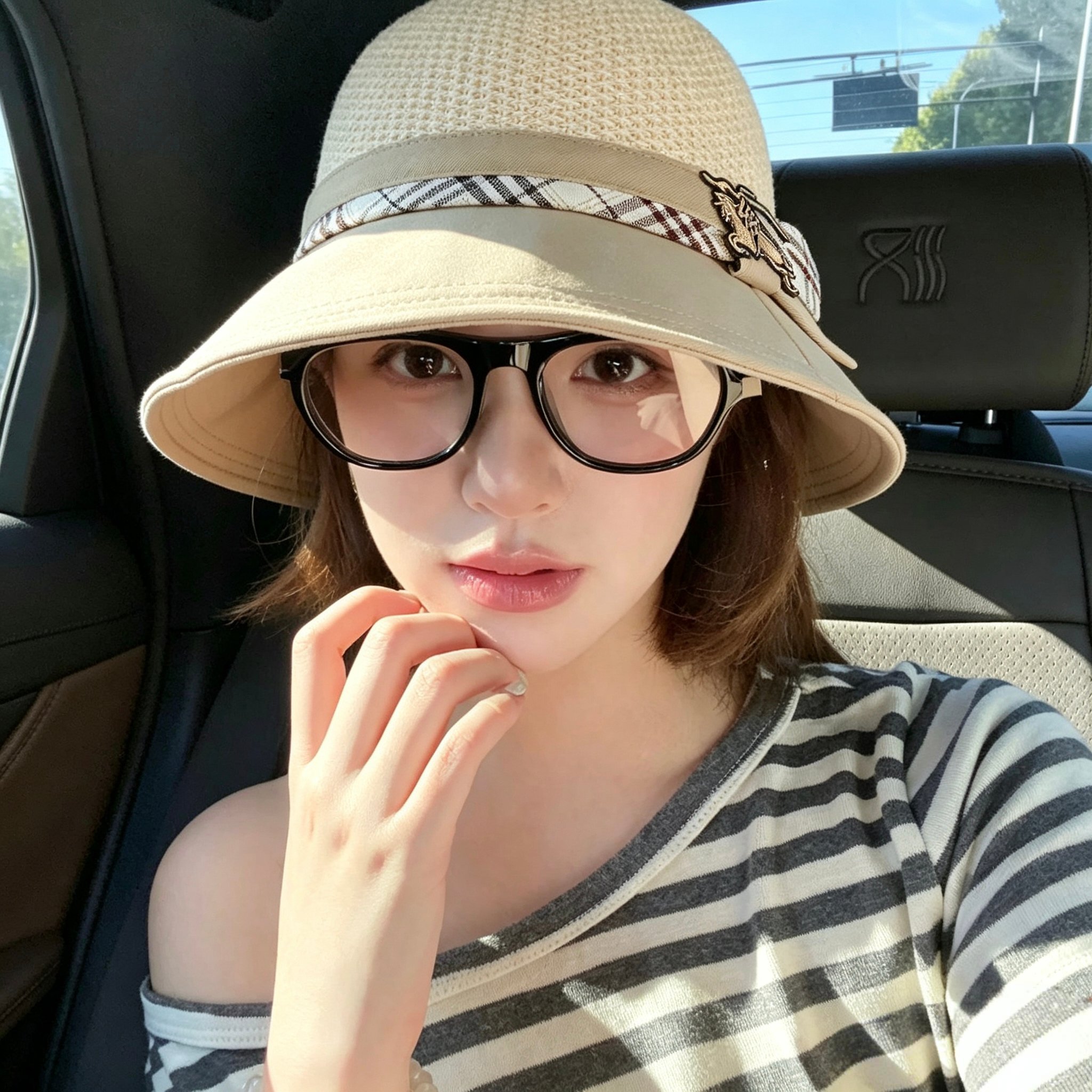 💛配防尘袋【Burberry巴宝莉】2026新款条纹编织款渔夫帽，🔆百搭日常款～休闲出街#