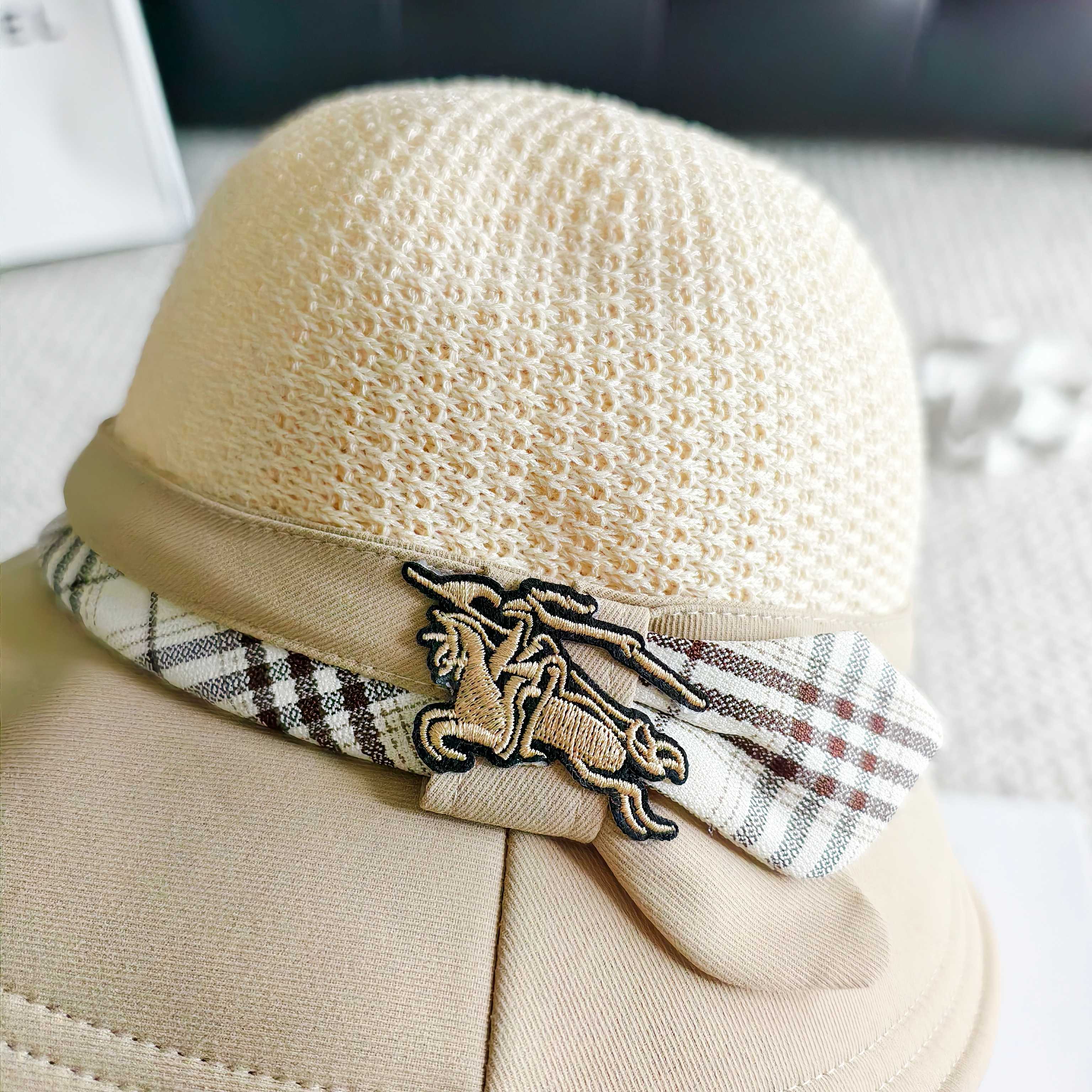 💛配防尘袋【Burberry巴宝莉】2026新款条纹编织款渔夫帽，🔆百搭日常款～休闲出街#