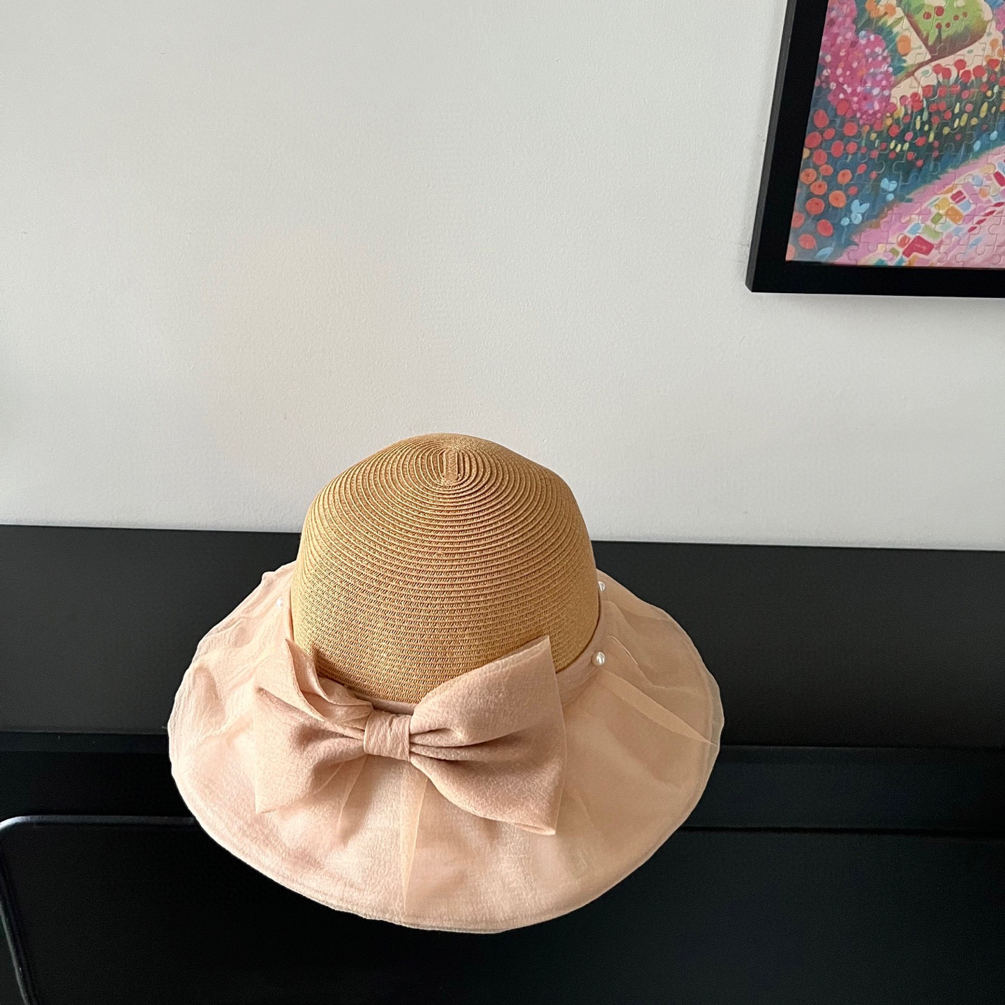 💛配防尘袋【MIUMIU缪缪】2026新款欧根纱款珍珠重工渔夫帽独特设计～日系简约的一款