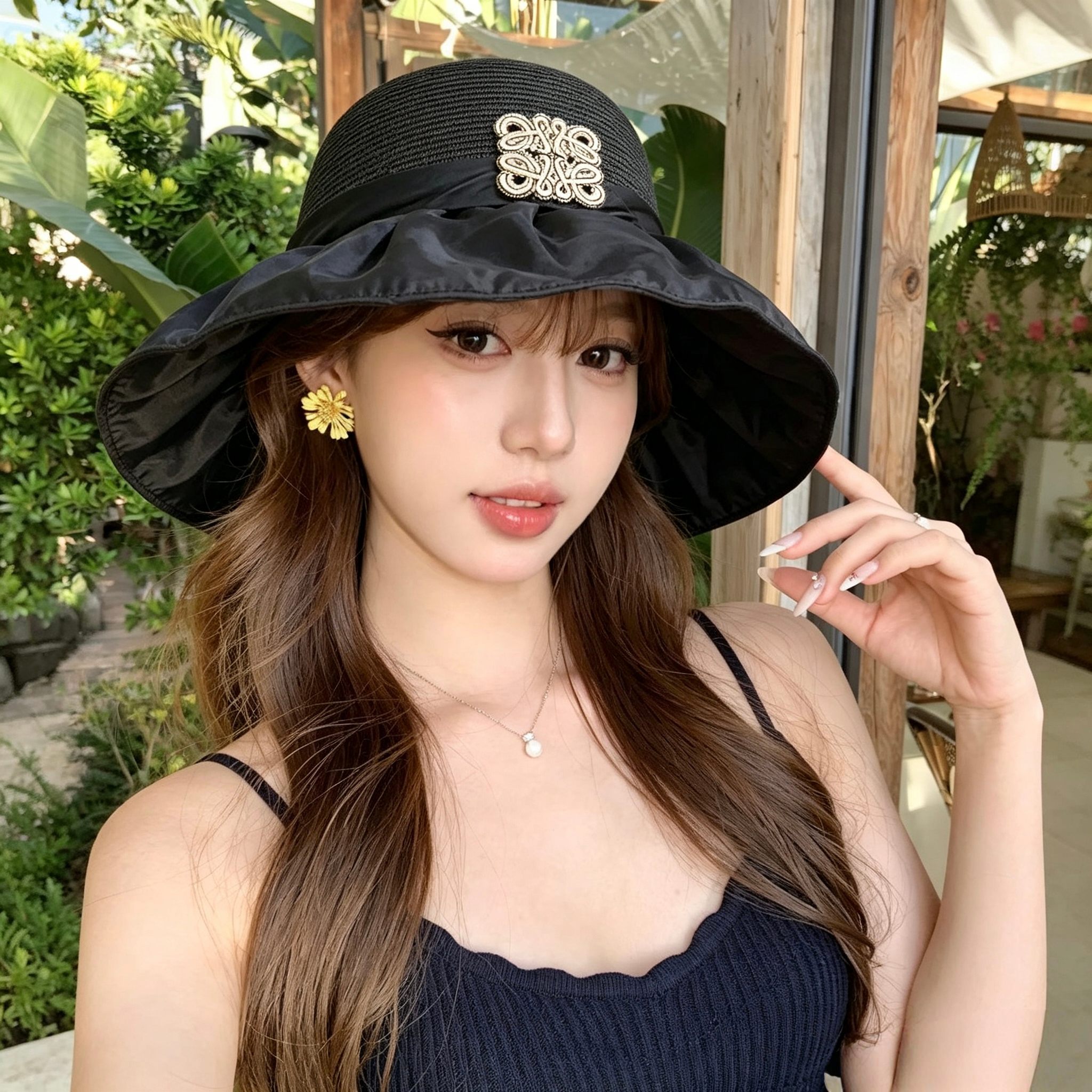 特💛配防尘袋【LOEWE罗意威】2026新款黑胶大沿防晒渔夫帽，🔆百搭日常款～休闲出街#