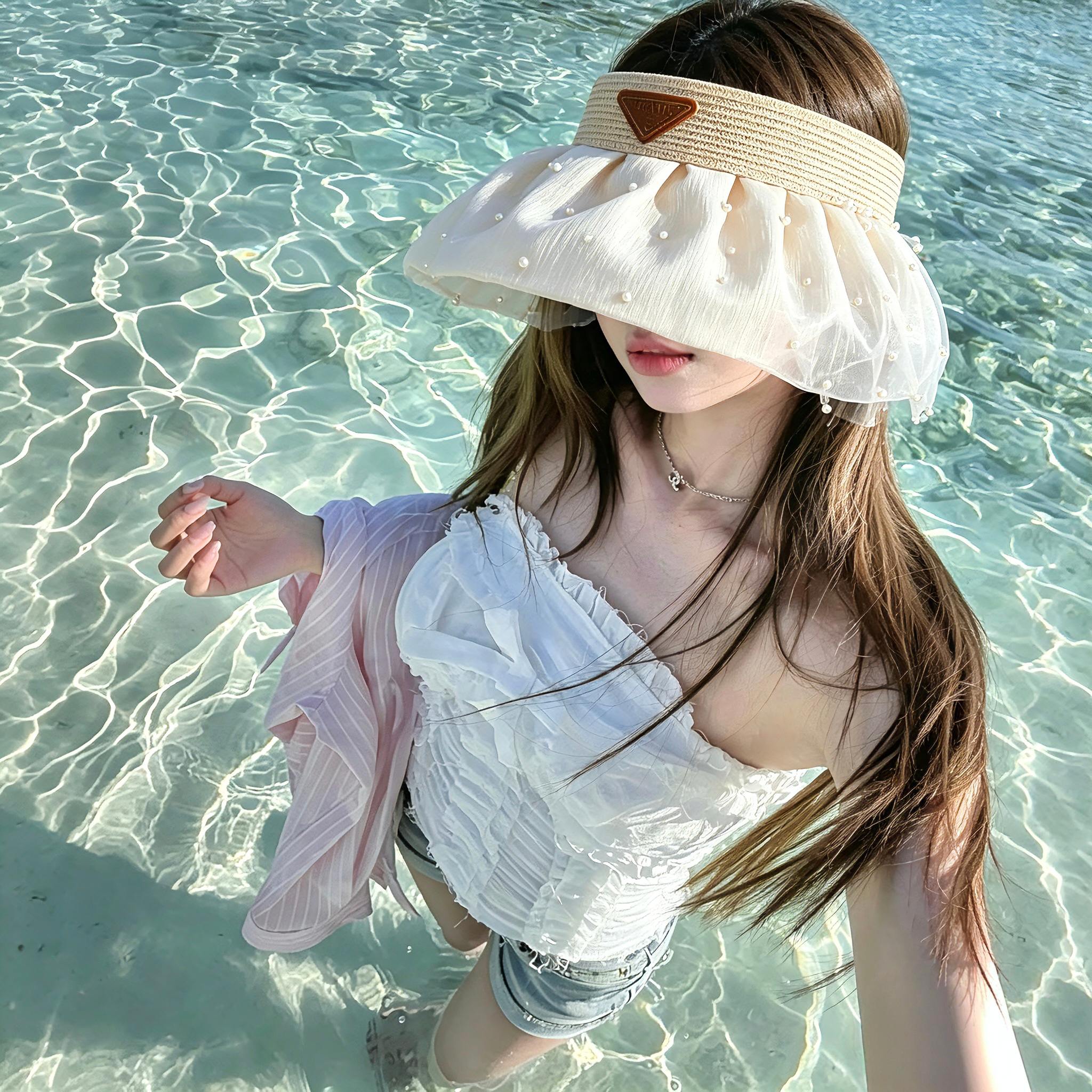 特💛配防尘袋 【PRADA普拉达】2026新款独家珍珠款遮阳帽空顶帽，🔆遮阳百搭～休闲出街神器