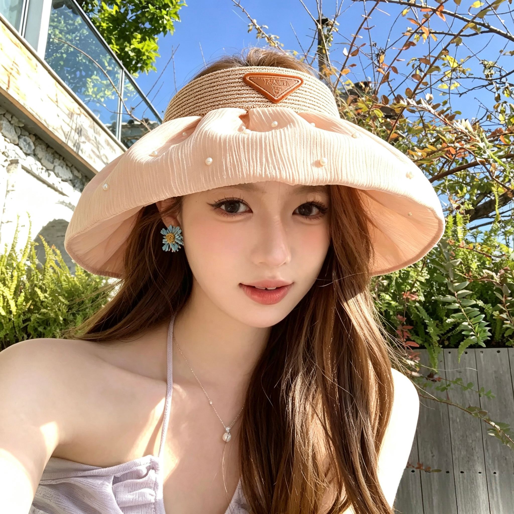 特💛配防尘袋 【PRADA普拉达】2026新款独家珍珠款遮阳帽空顶帽，🔆遮阳百搭～休闲出街神器