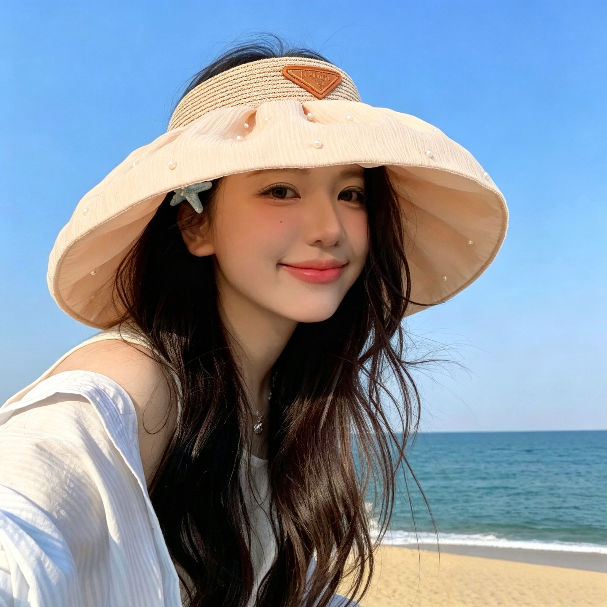 特💛配防尘袋 【PRADA普拉达】2026新款独家珍珠款遮阳帽空顶帽，🔆遮阳百搭～休闲出街神器