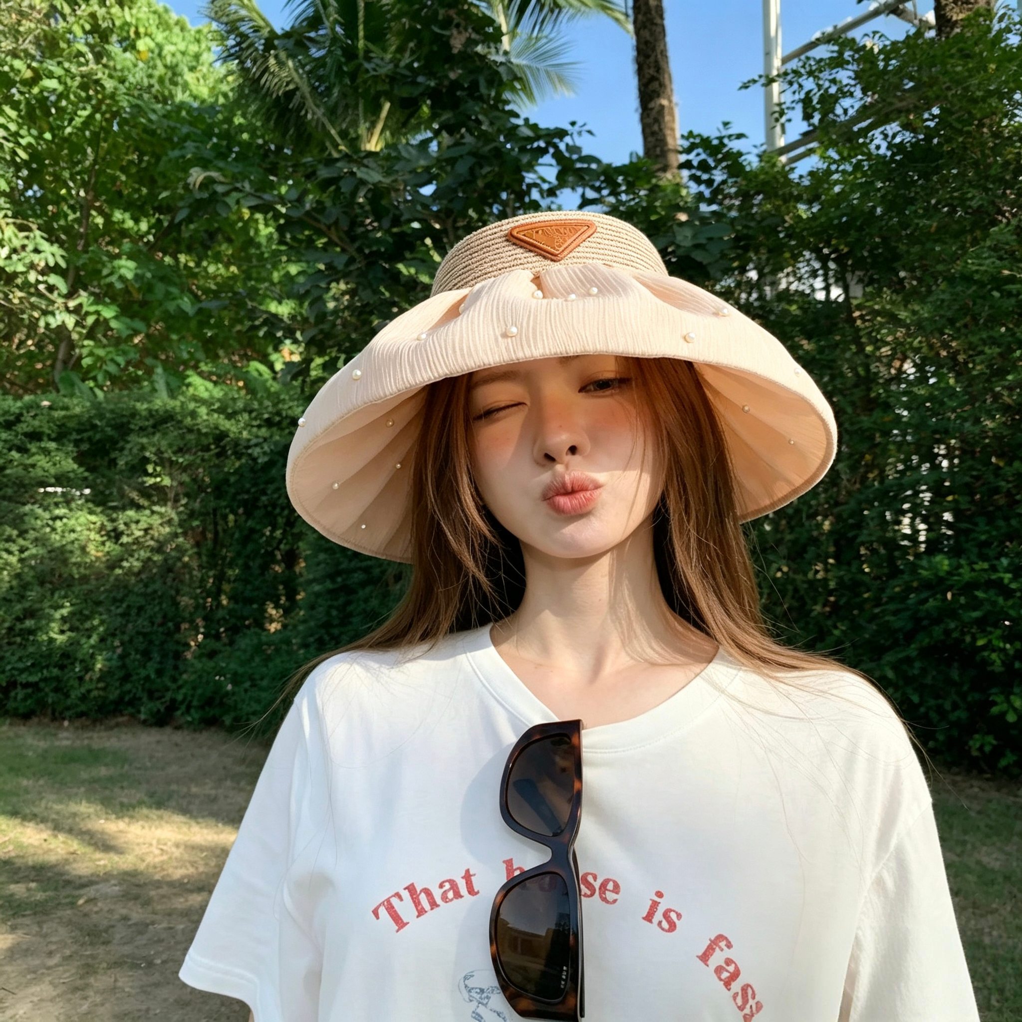 特💛配防尘袋 【PRADA普拉达】2026新款独家珍珠款遮阳帽空顶帽，🔆遮阳百搭～休闲出街神器